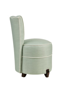 Nina Campbell Coco Dressing Table Chair in blue colette against a white background side shot
