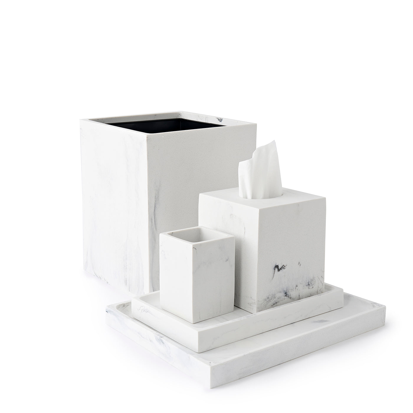 Parma Nested Trays White/Grey Swirl