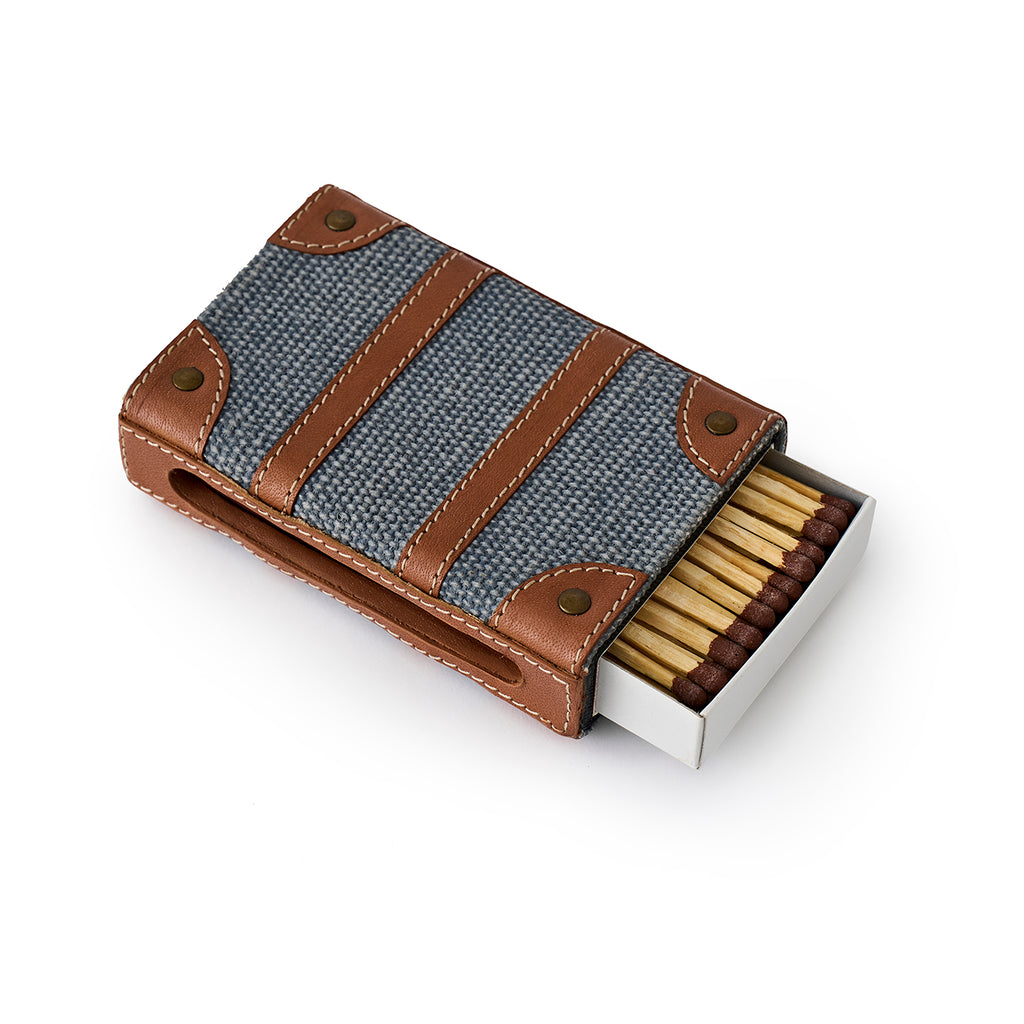 Dillon Match Box Leather Blue/Aged Camel – Nina Campbell