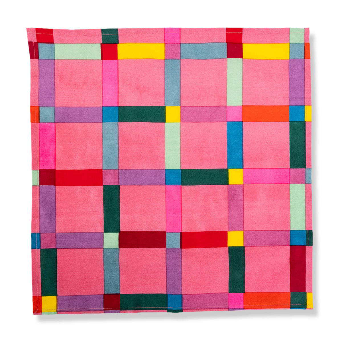 Nina Campbell Cabana Pink Plaid Napkins Set of 4 against a white background