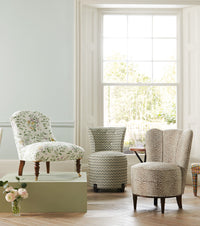 Nina Campbell Munro Chair in Hollingbourne fabric, Nina Campbell Coco Dressing Table Chair in Chiddingstone Fabric, Nina Campbell Alice Chair in Bagatelle Fabric