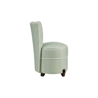 Nina Campbell Coco Dressing Table Chair in Colette Aqua against a white background side view