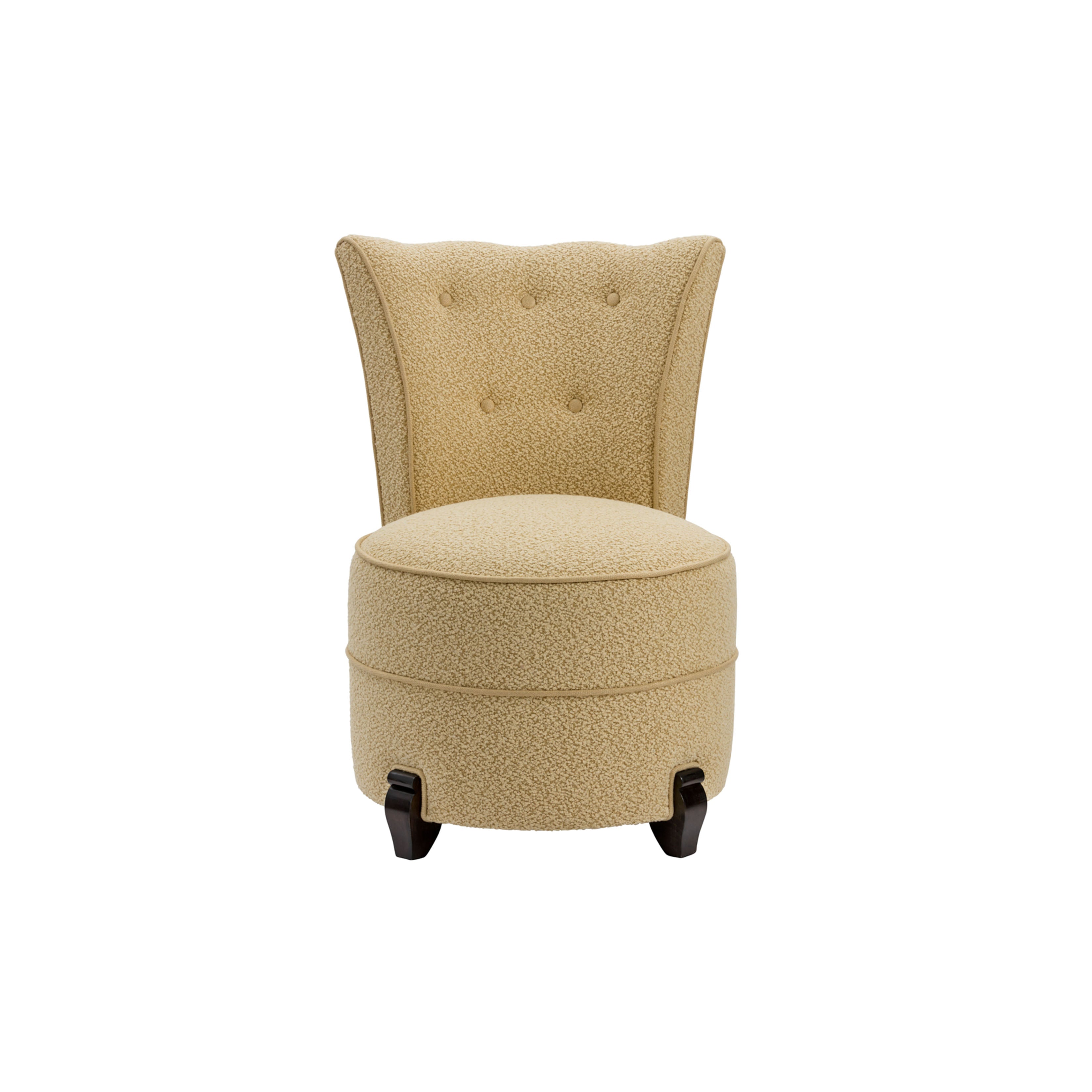 Nina Campbell Coco Occasional Chair in yellow cardot fabric against a white fabric