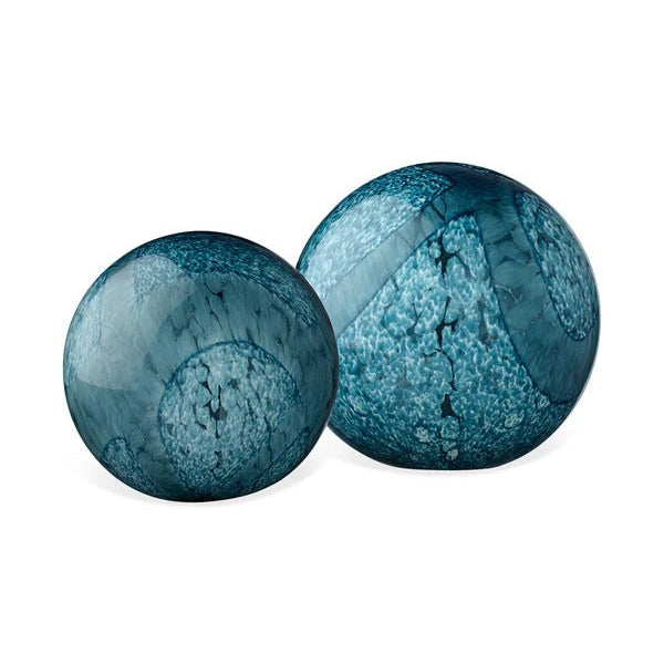 Cosmos Glass Spheres Set of 2 Indigo