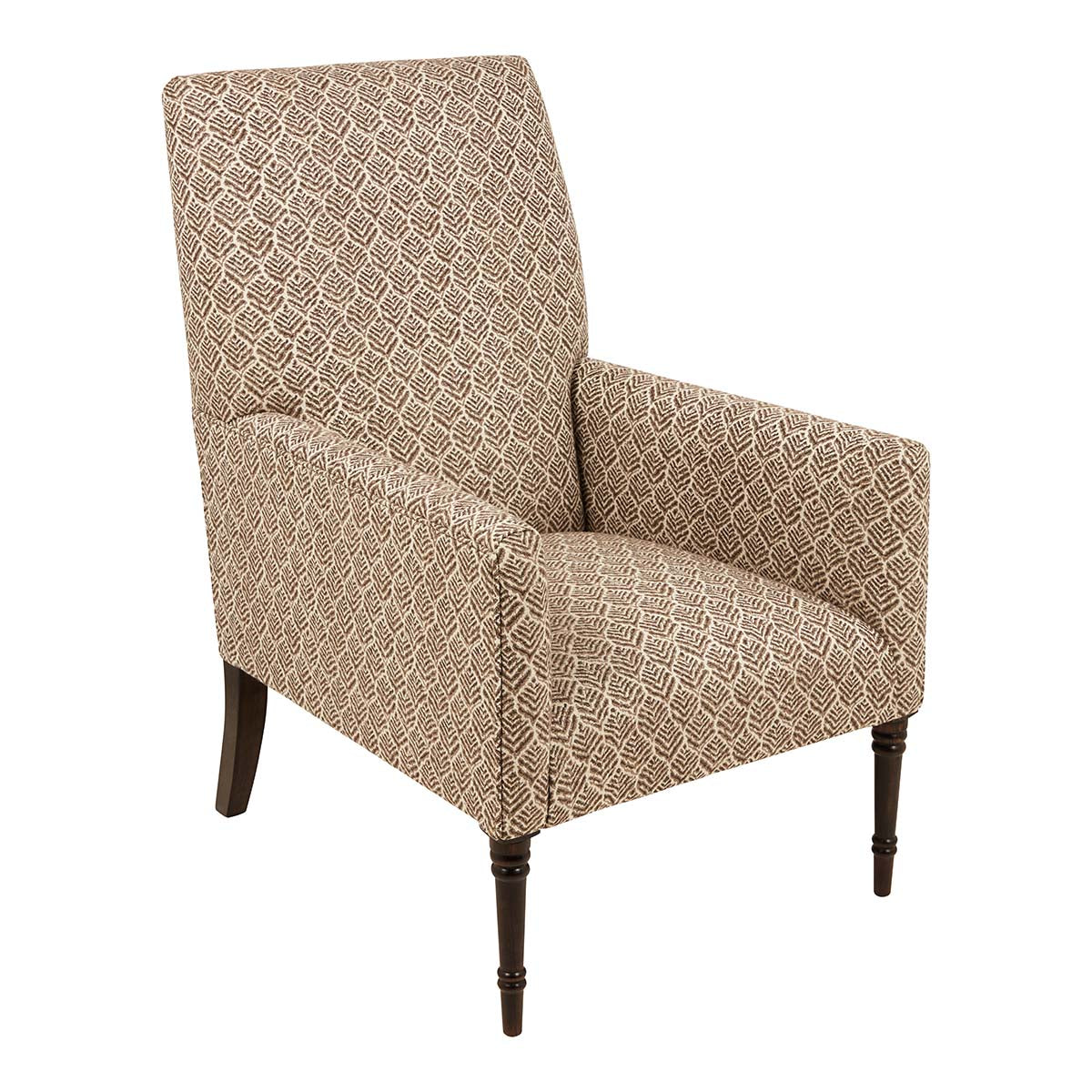 Nina Campbell Deedes Armchair in Miran Chocolate against a white background