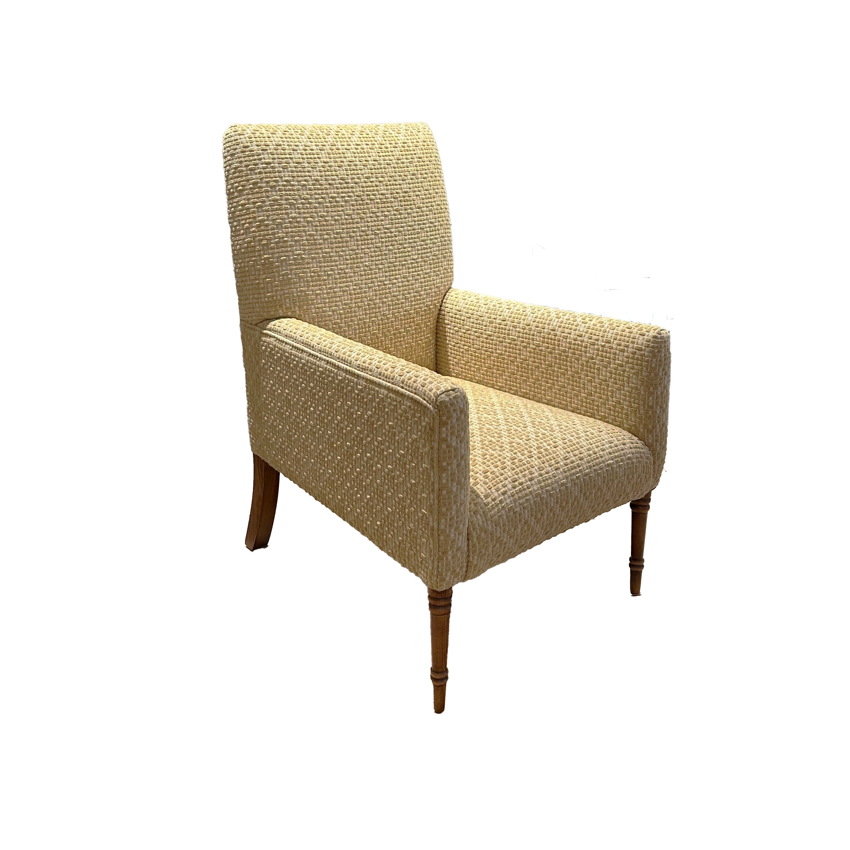 Nina Campbell Deedes Chair in Merlesham Ochre against a white background