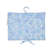 Nina Campbell hanging bag in blue arles pattern against a white background