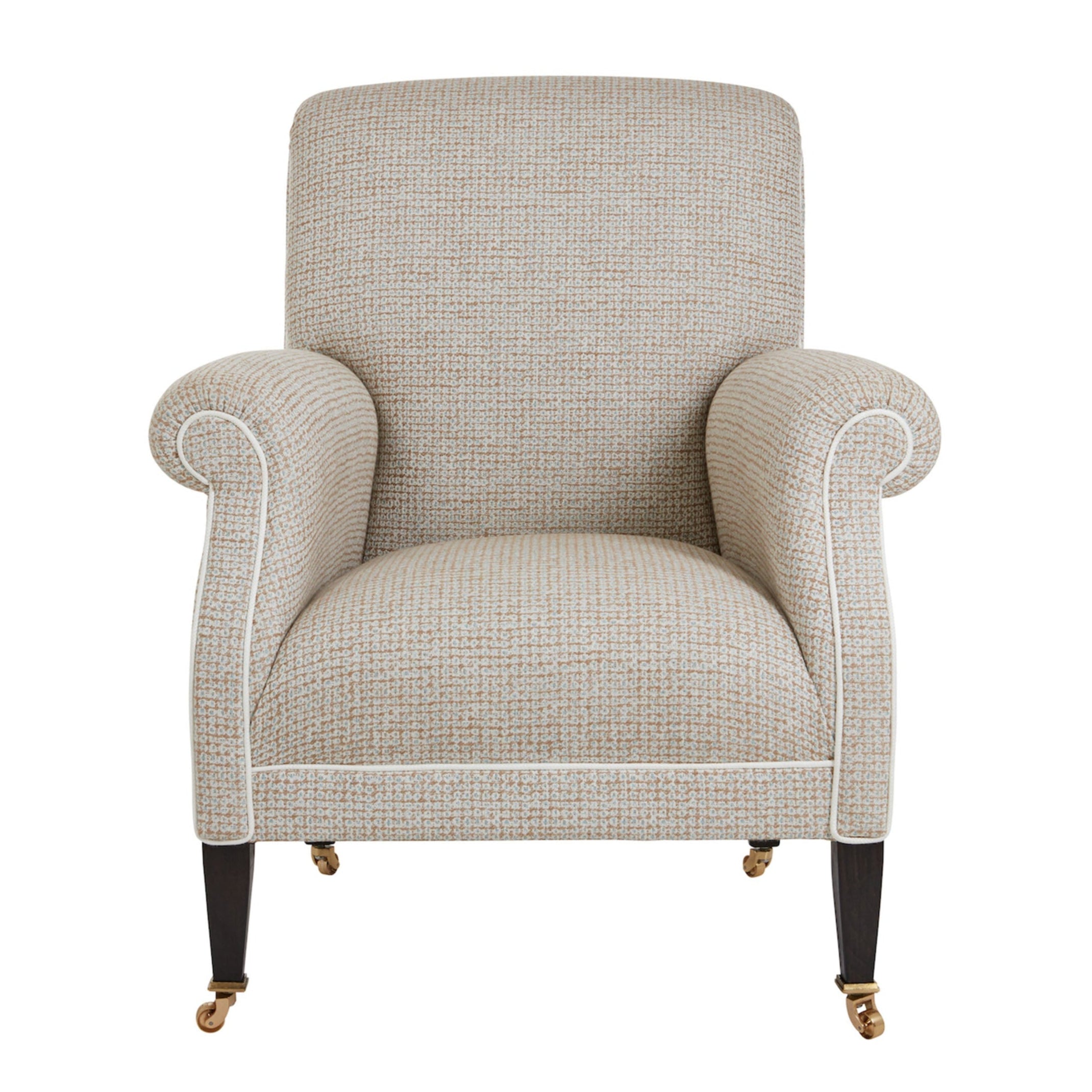 Nina Campbell Elizabeth Barrett Browning Chair in Lavani against a white background