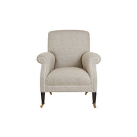 Nina Campbell Elizabeth Barret Browning Armchair in Lavani fabric against white background