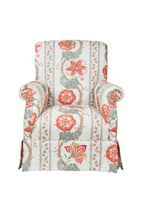 Nina Campbell Elizabeth Barret Browning Armchair in Clermont fabric against white background