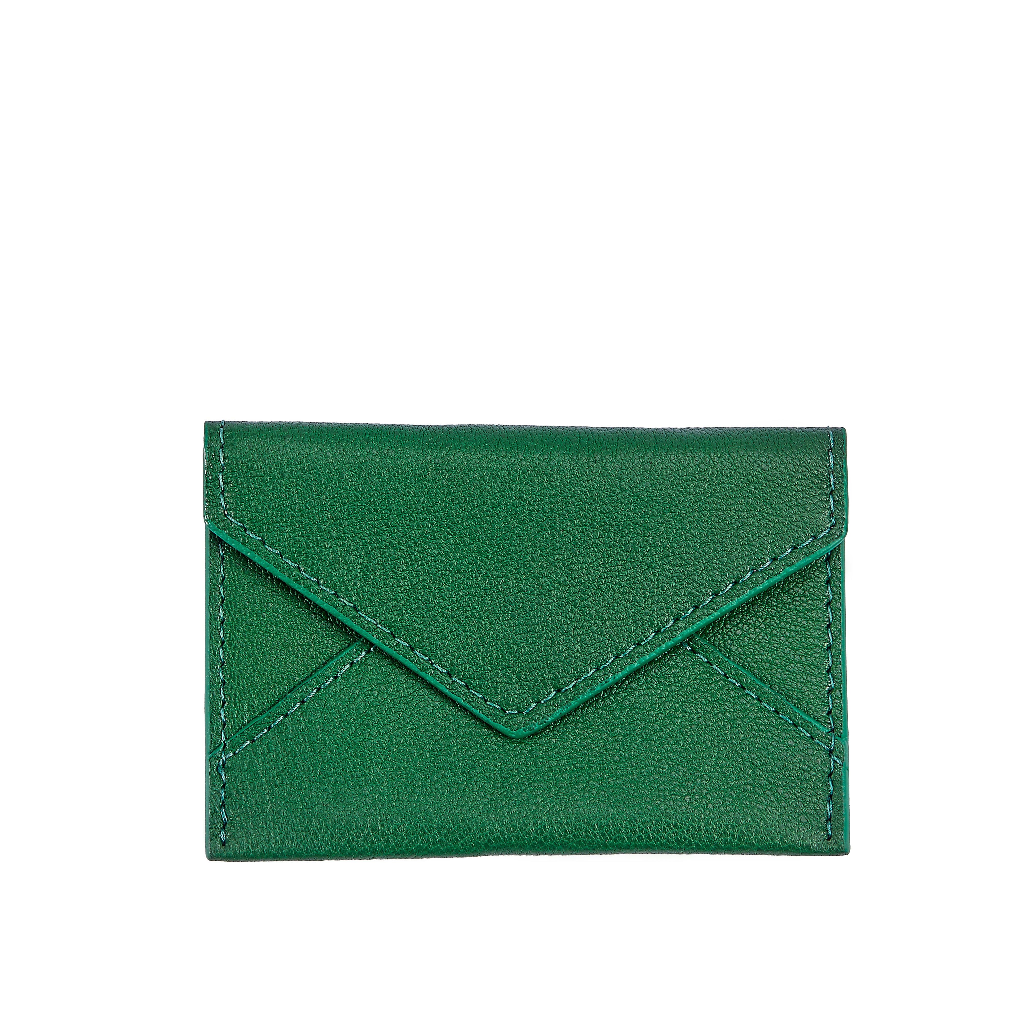 Mini Envelope Green Goatskin Leather