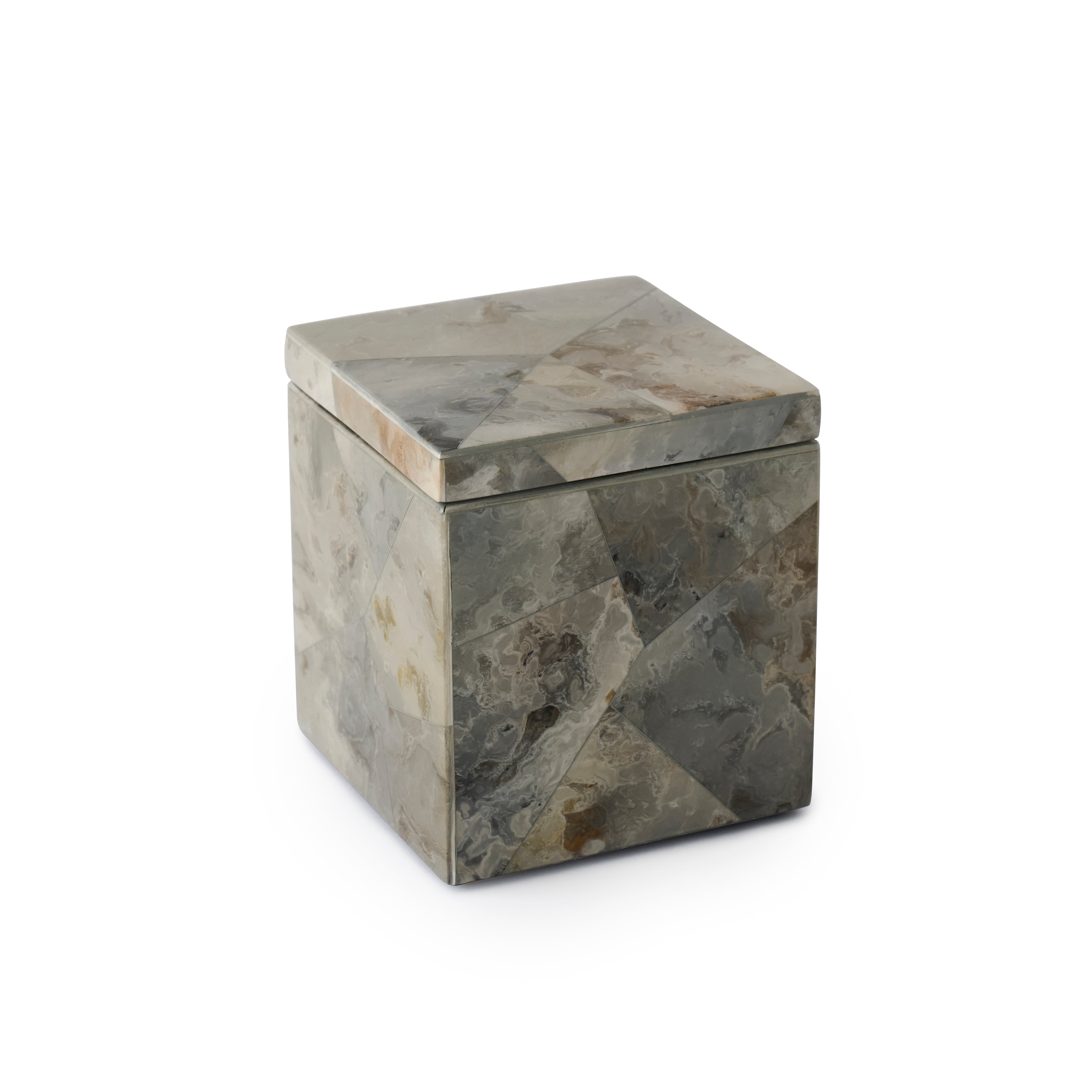 Gorman Canister Faux Marble Gray