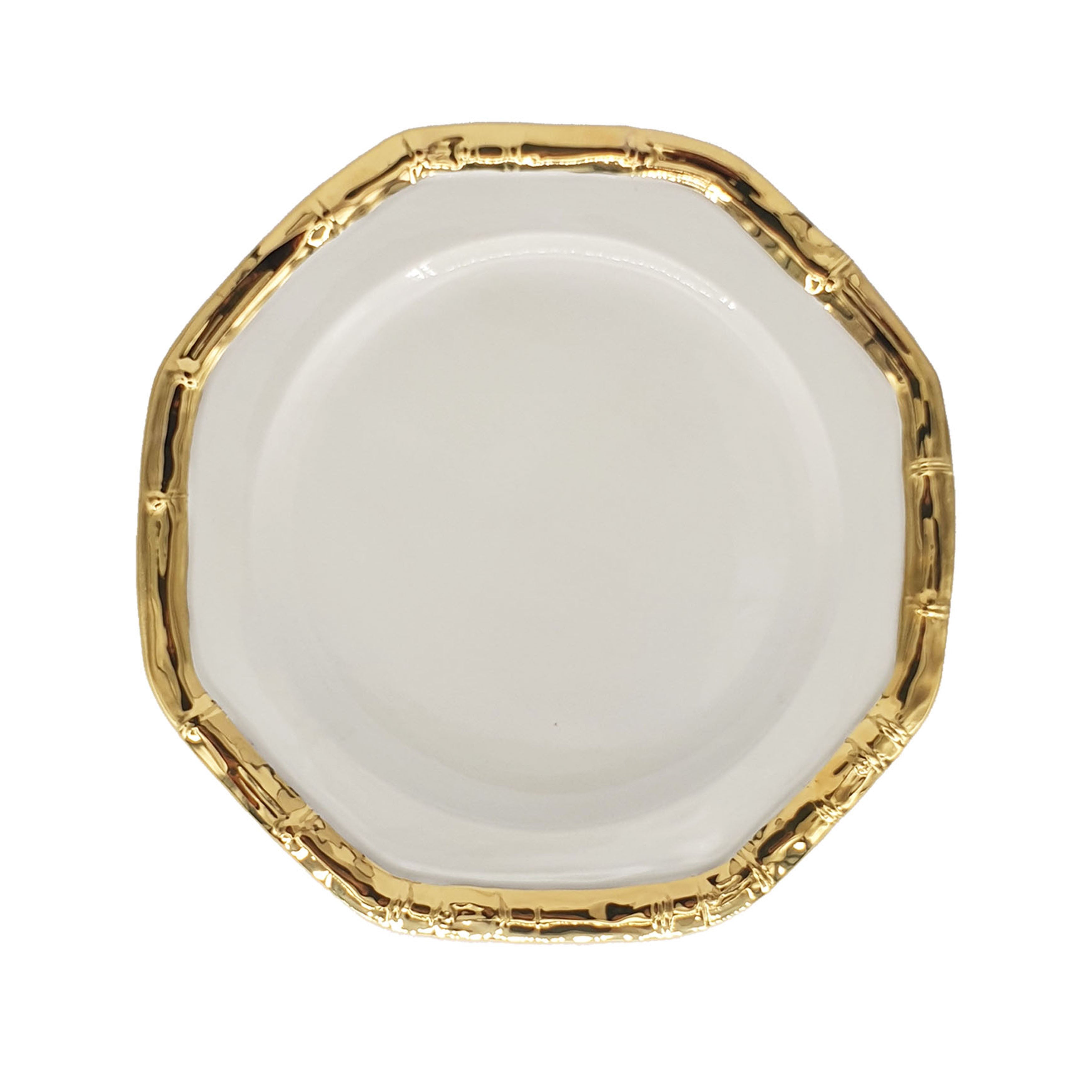 Bamboo Hand-Painted Ceramic Plate 21cm - Gold