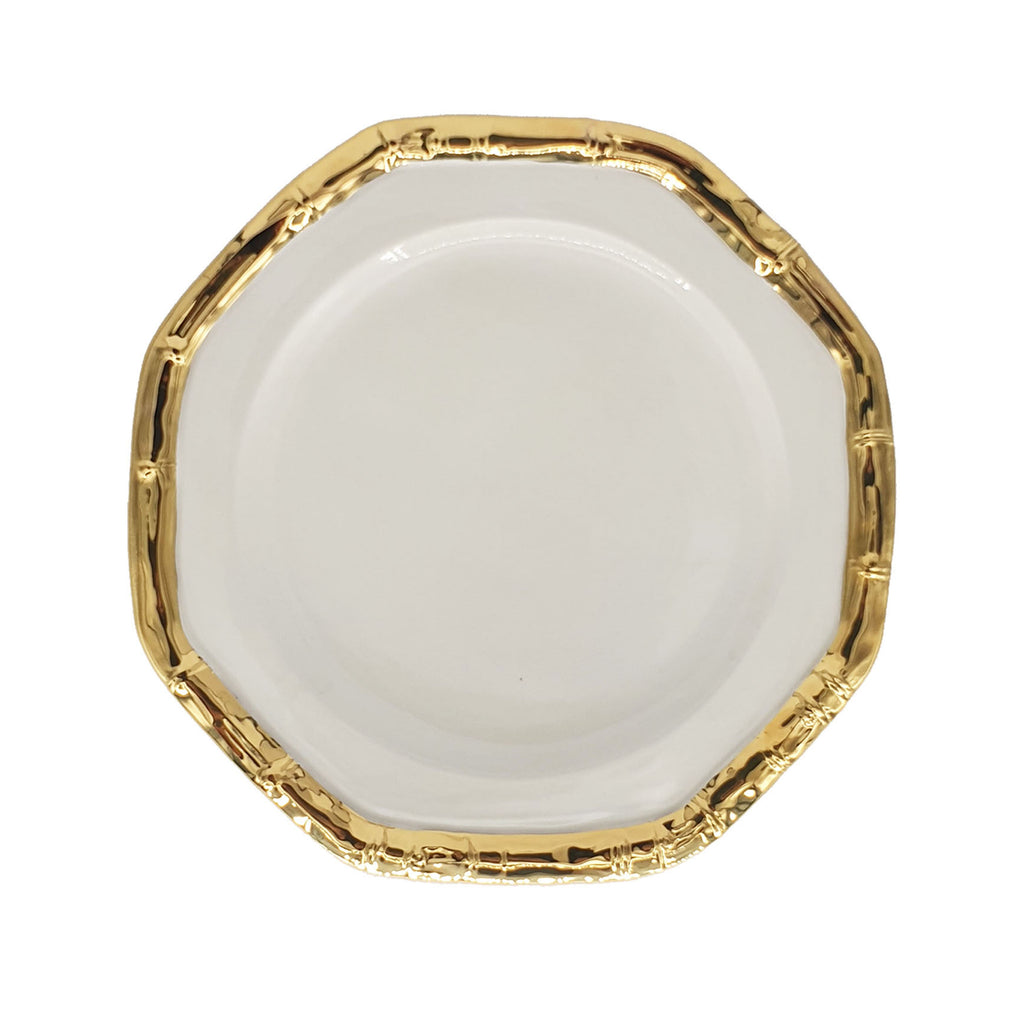 Bamboo HandPainted Ceramic Plate 21cm Gold Nina Campbell