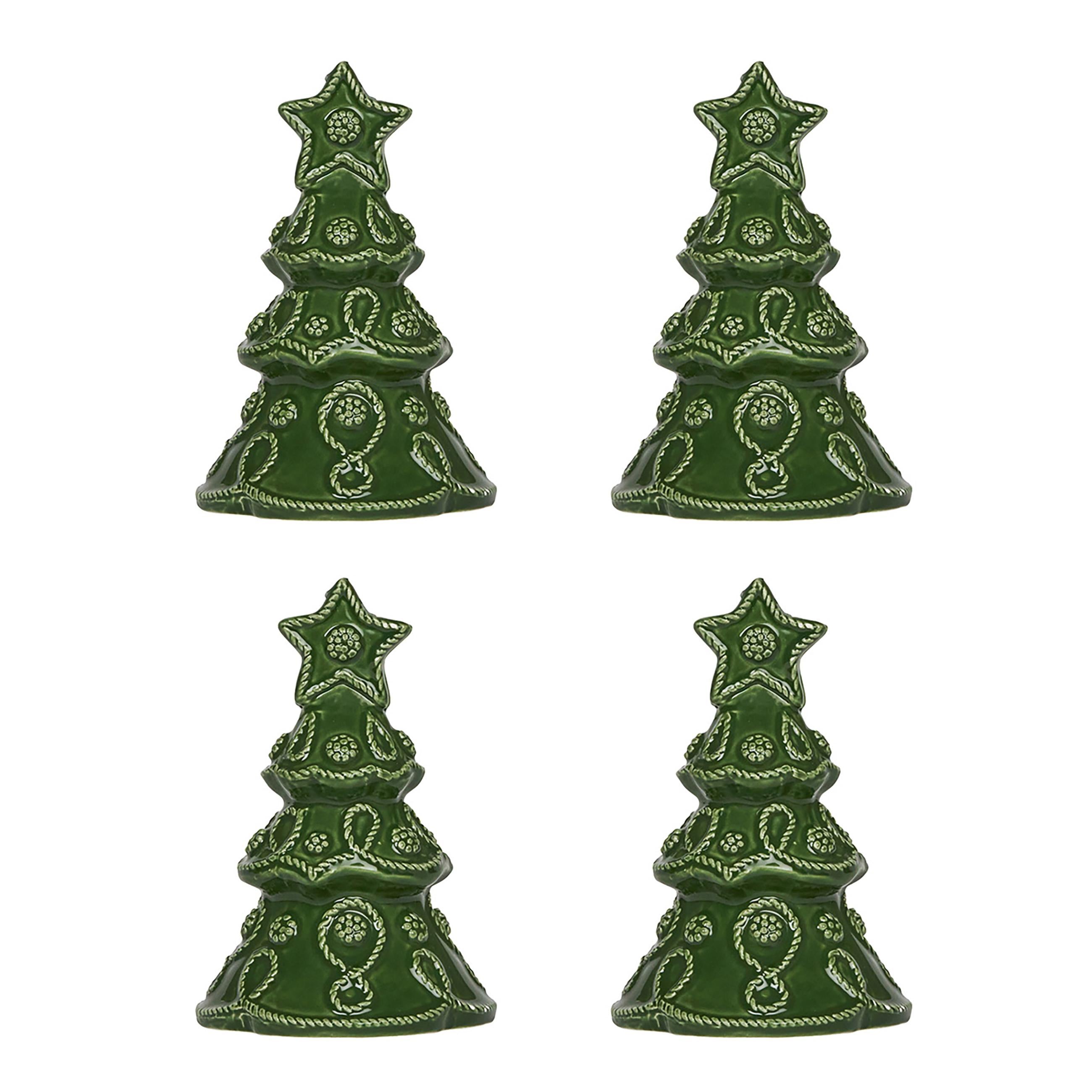 Green Christmas Tree Placecard Holder Set of 4