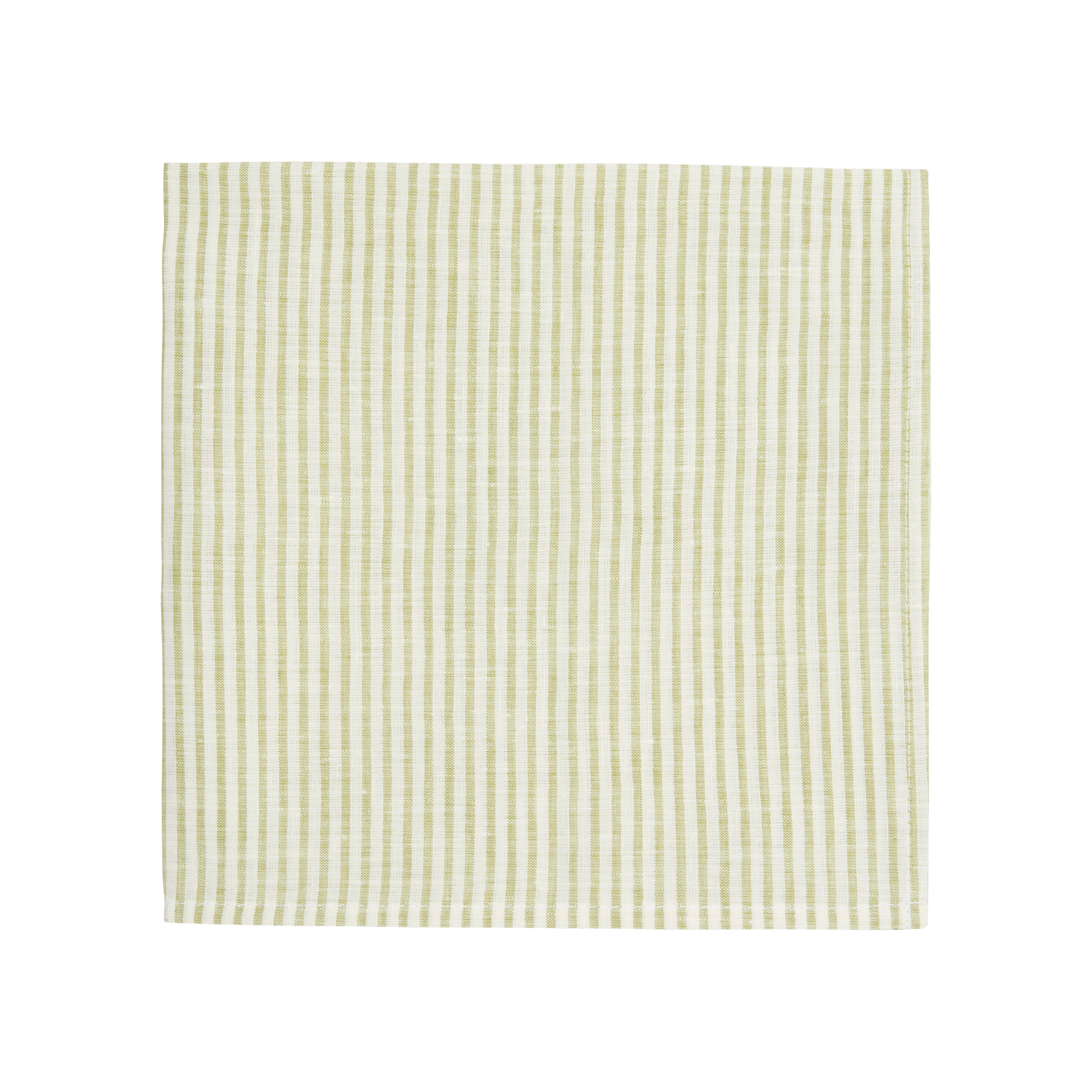 Nina Campbell Stripe Napkin Green/White against a white background