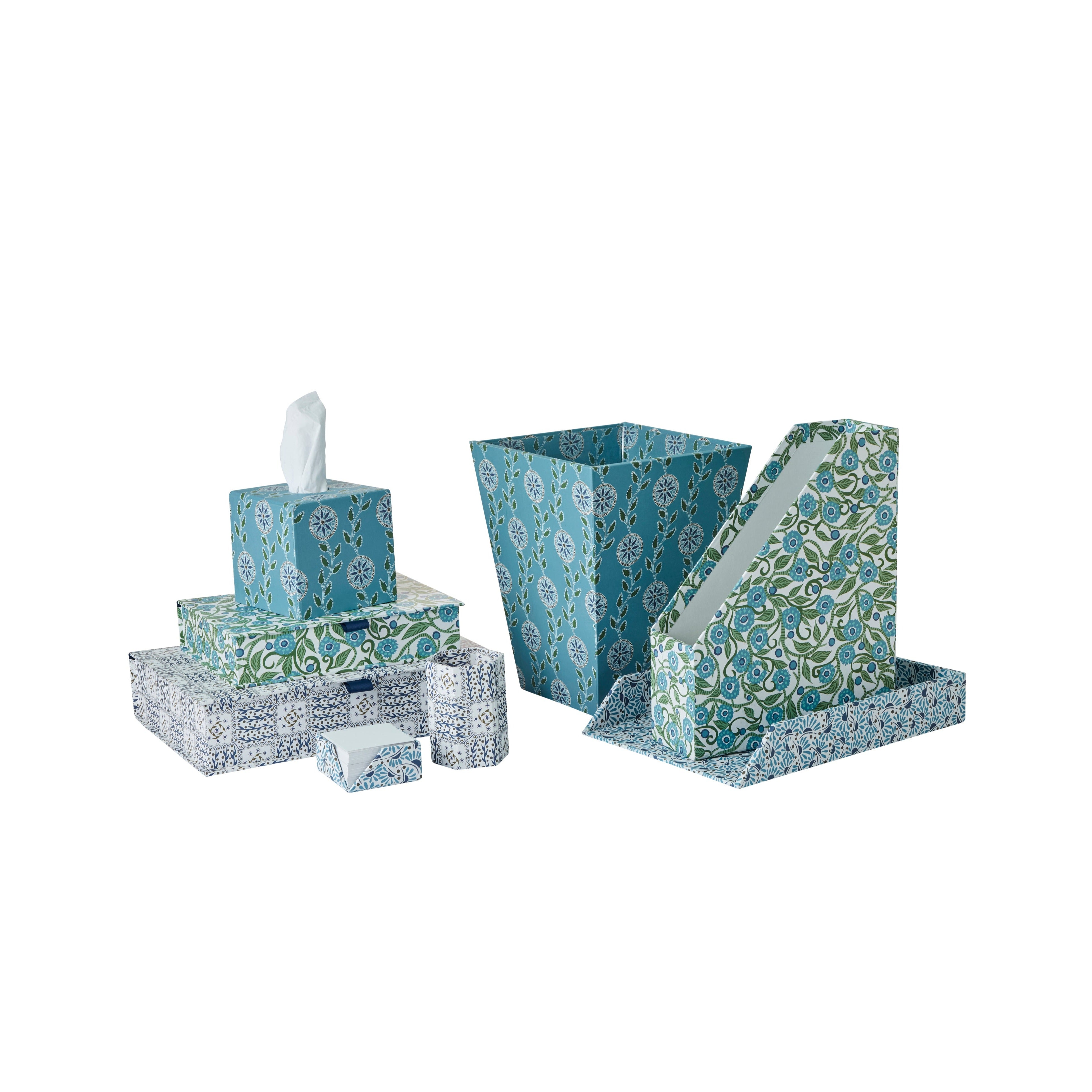 Nina Campbell blue stationery collection on white background
