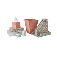 Nina Campbell coral stationery collection on white background
