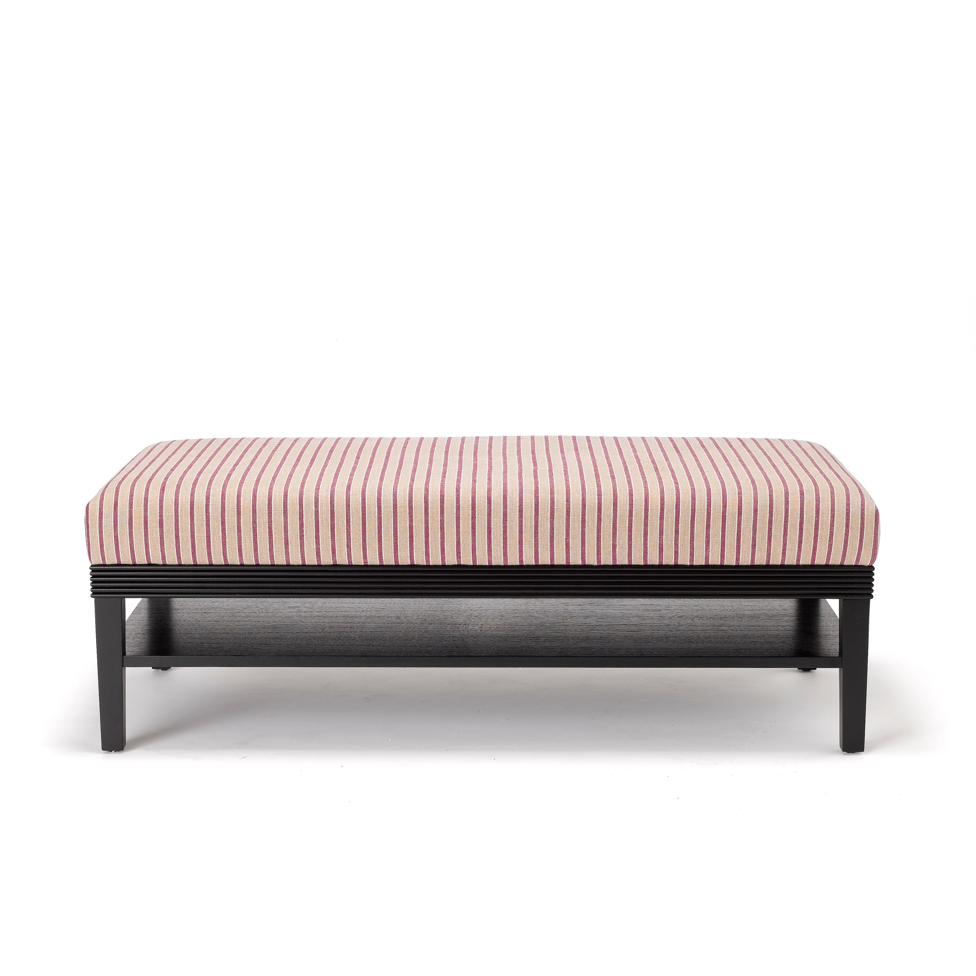 Nina Campbell Handel stool stripy fabric against a white background