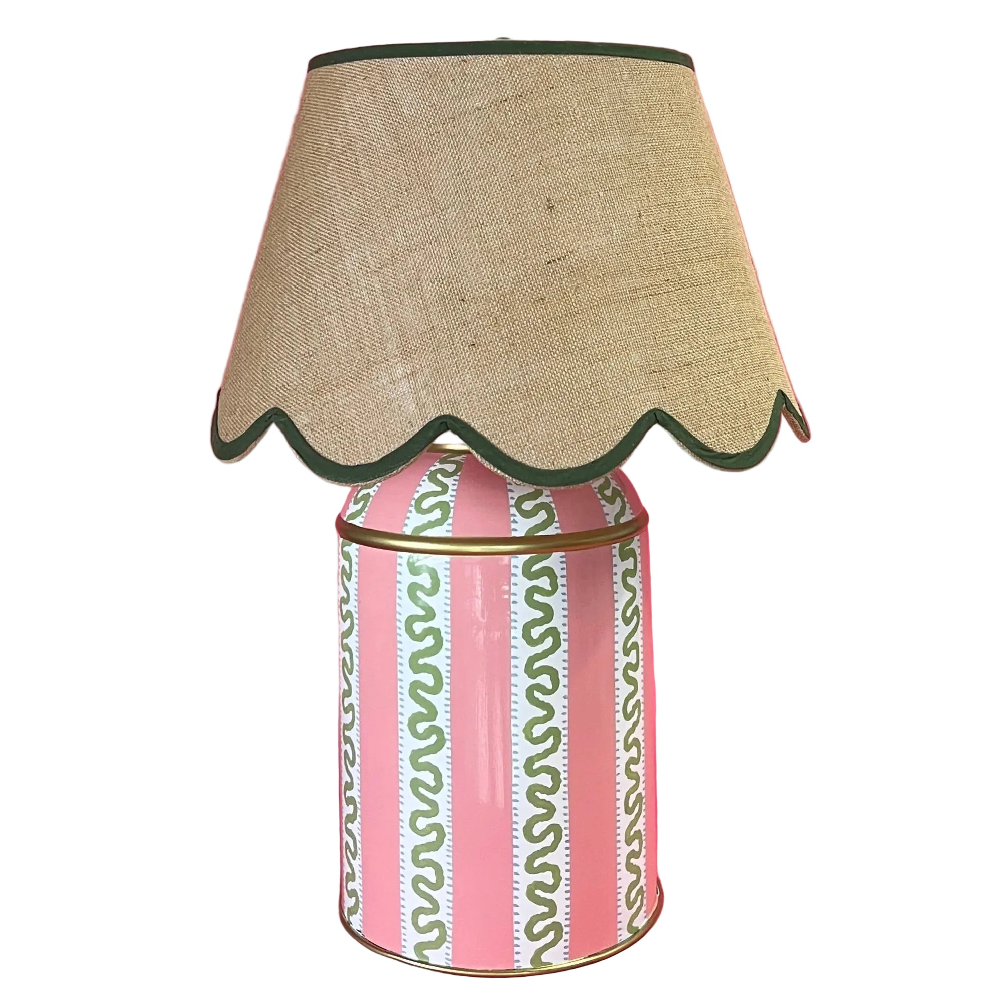 Harbour Trail Hand-Painted Pink and Green Lamp