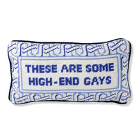 Nina Campbell Needlepoint Cushion High-End Gays against a white background