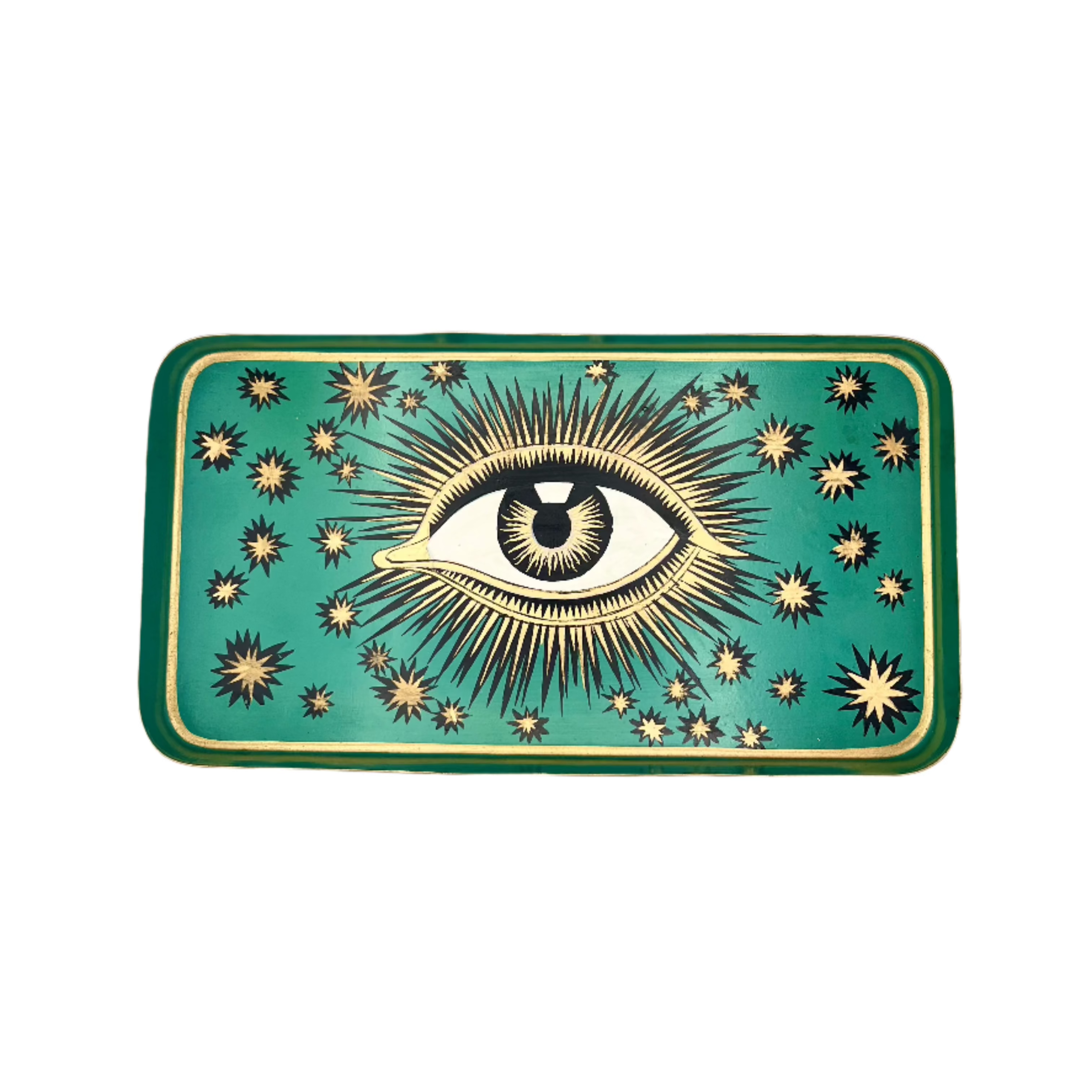 green eye tray on white background