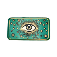 green eye tray on white background