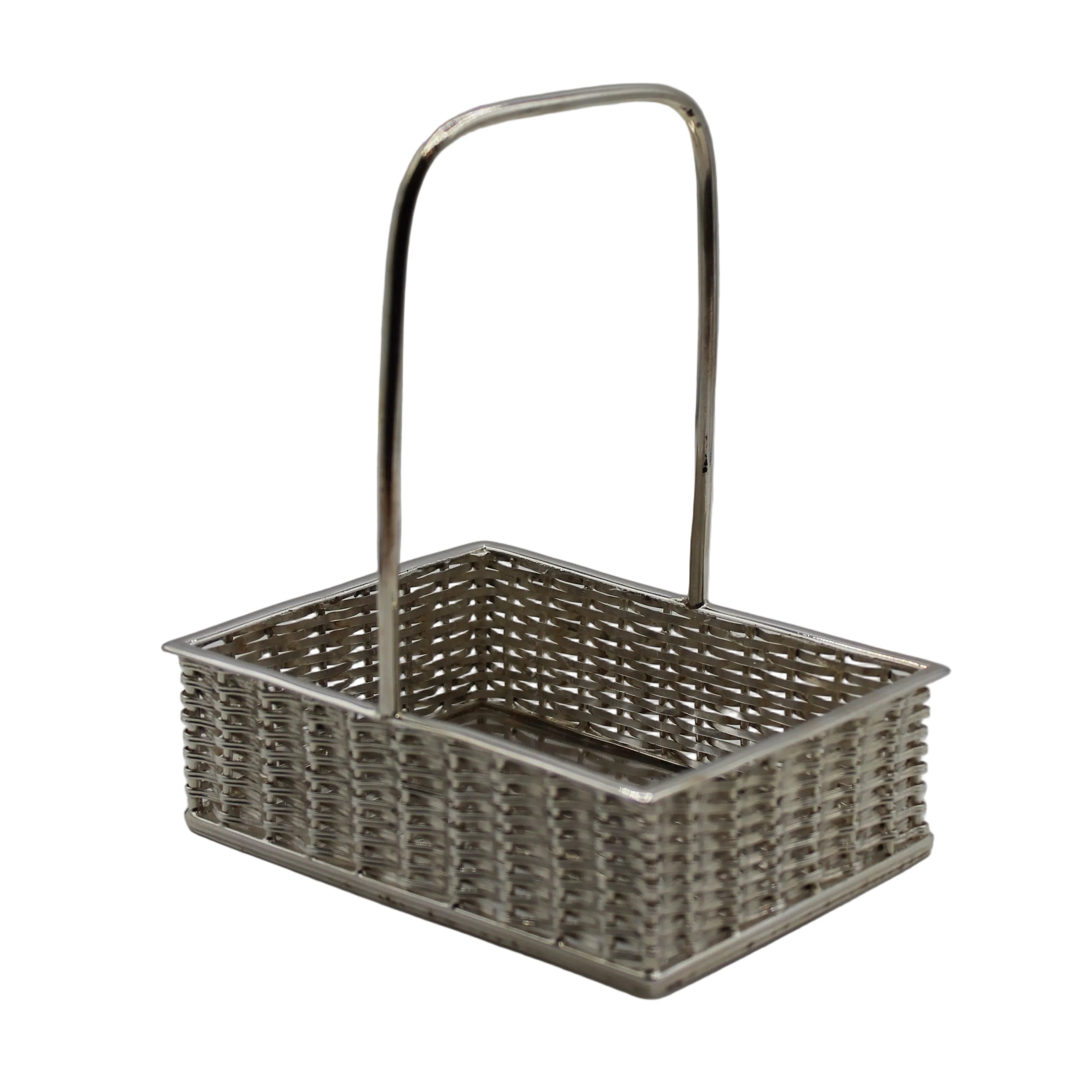 A Silver Plated Basketweave Basket Small, c. 1900