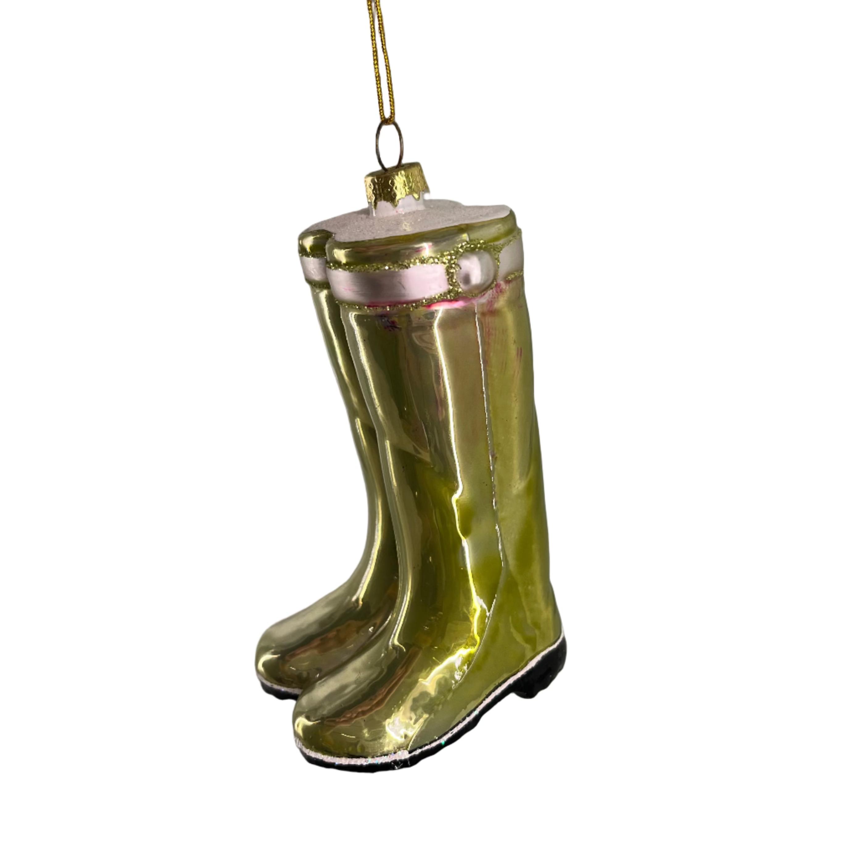 Bauble Pair of Gold Green Garden Wellies