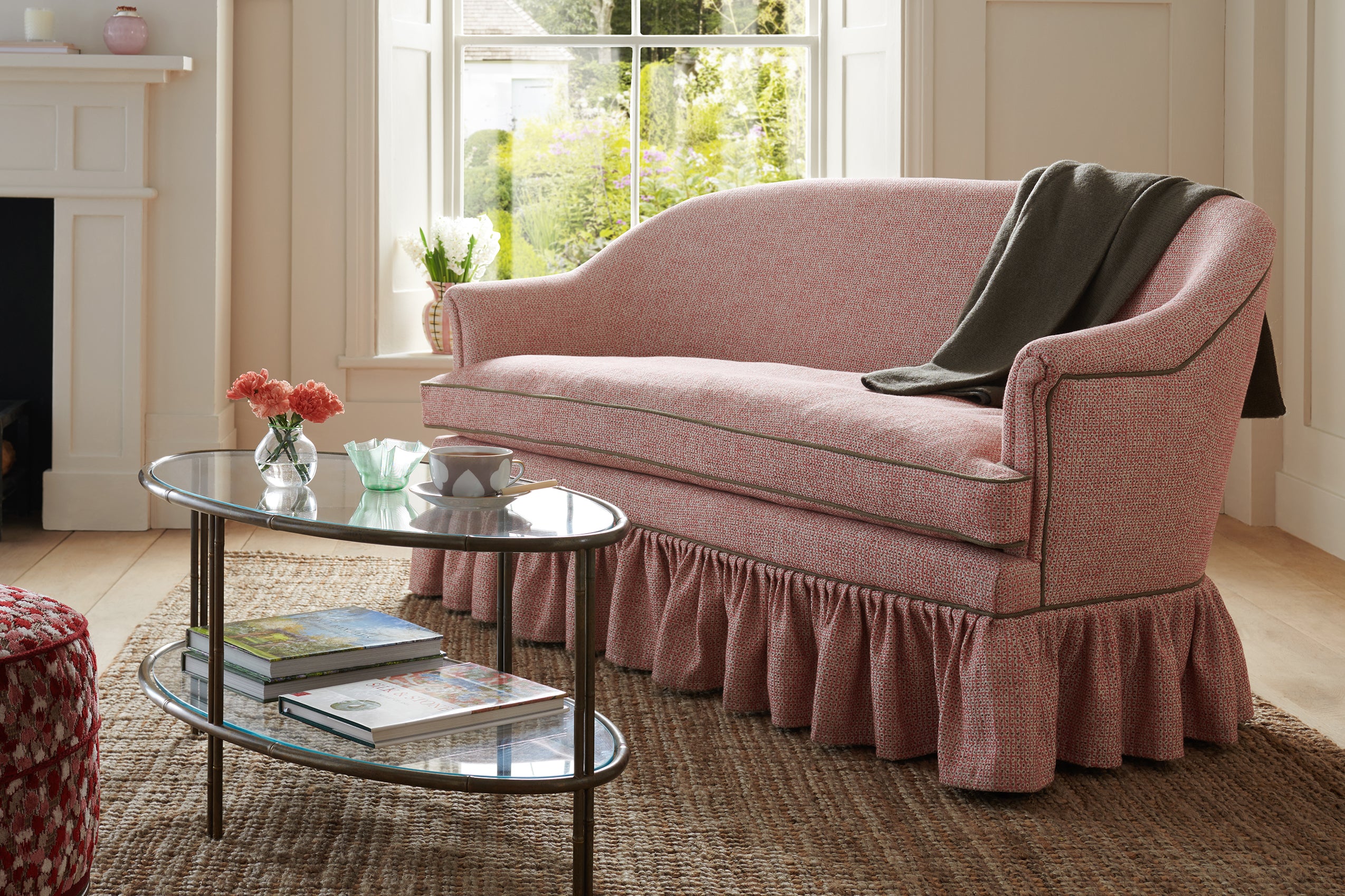 Nina Campbell Pagoda Oval Coffee Table in a room setting