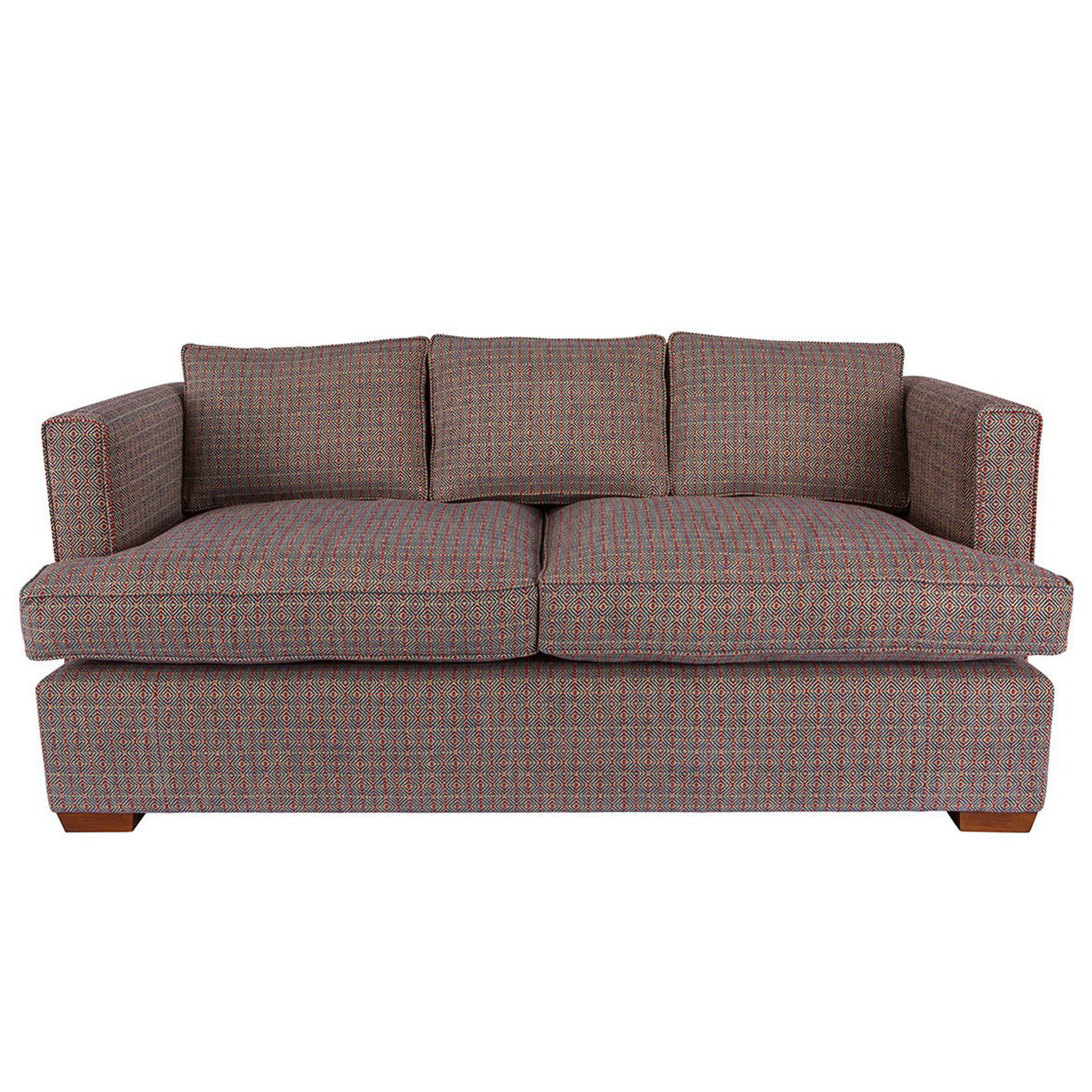 Nina Campbell Lang Sofa in Todi Chocolate fabric against a white background
