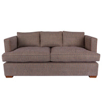 Nina Campbell Lang Sofa in Todi Chocolate fabric against a white background