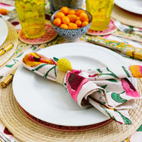 Nina Campbell Raffia Napkin Ring Lemon  on table setting
