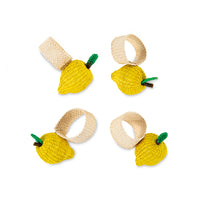 Nina Campbell Raffia Napkin Ring Lemon  x4 against a white background