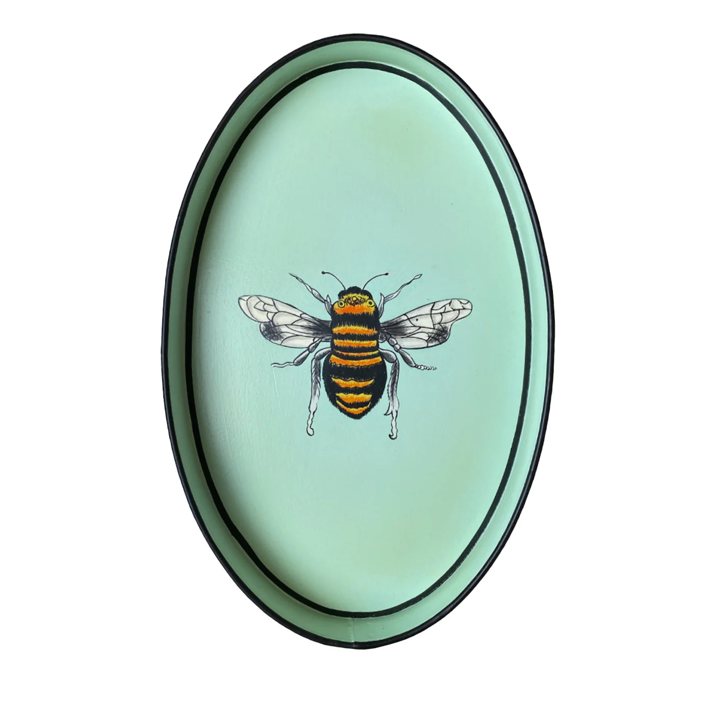 Iron Tray Oval Bee Blue