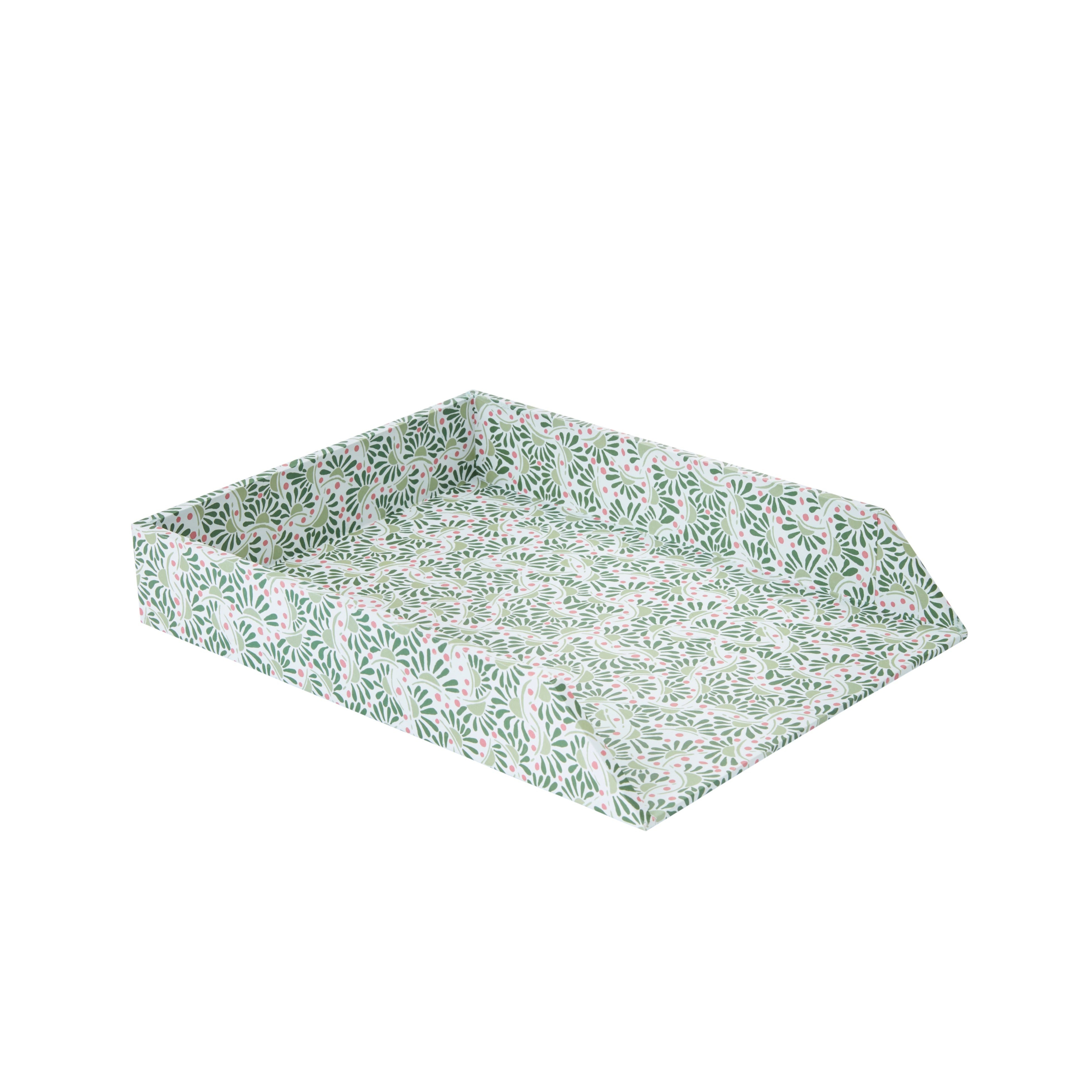 Nina Campbell letter tray in coral colour way stationery collection on white background
