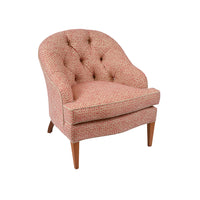 Mabel Chair in Solitaire Coral fabric against a white background side shot