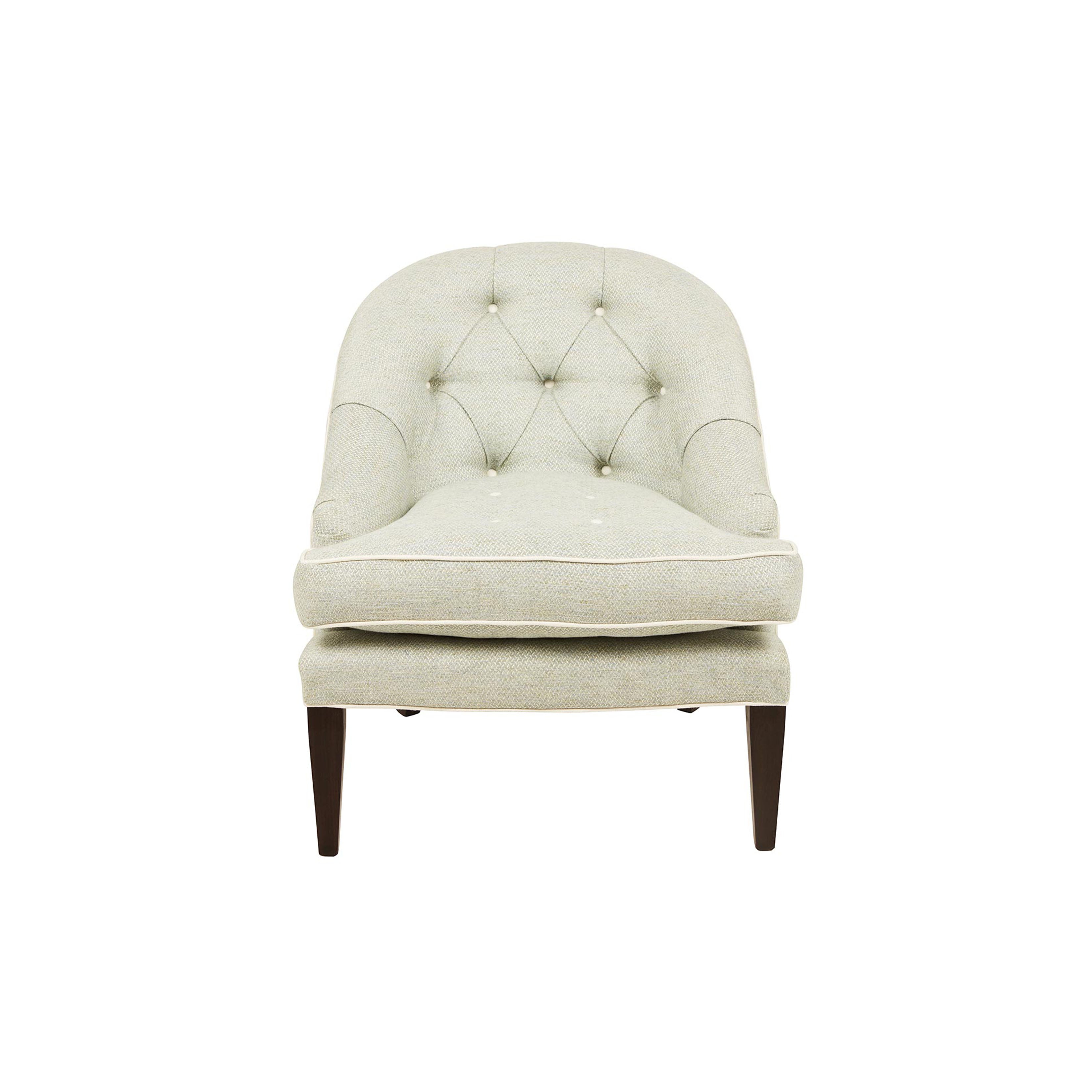 Mabel Chair in light green fabric against a white background