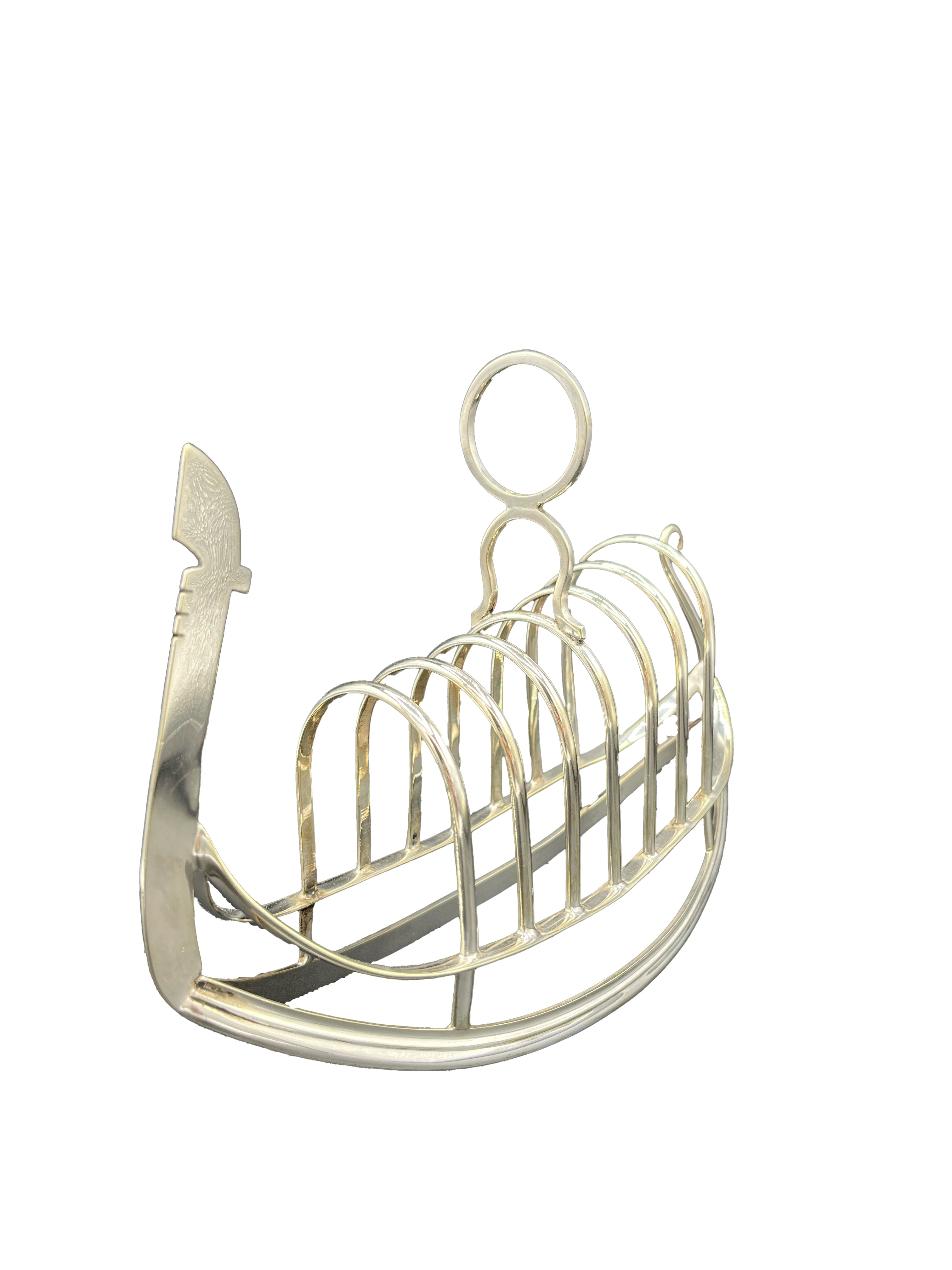 Antique Edwardian Silver Plated Gondola Toast Rack