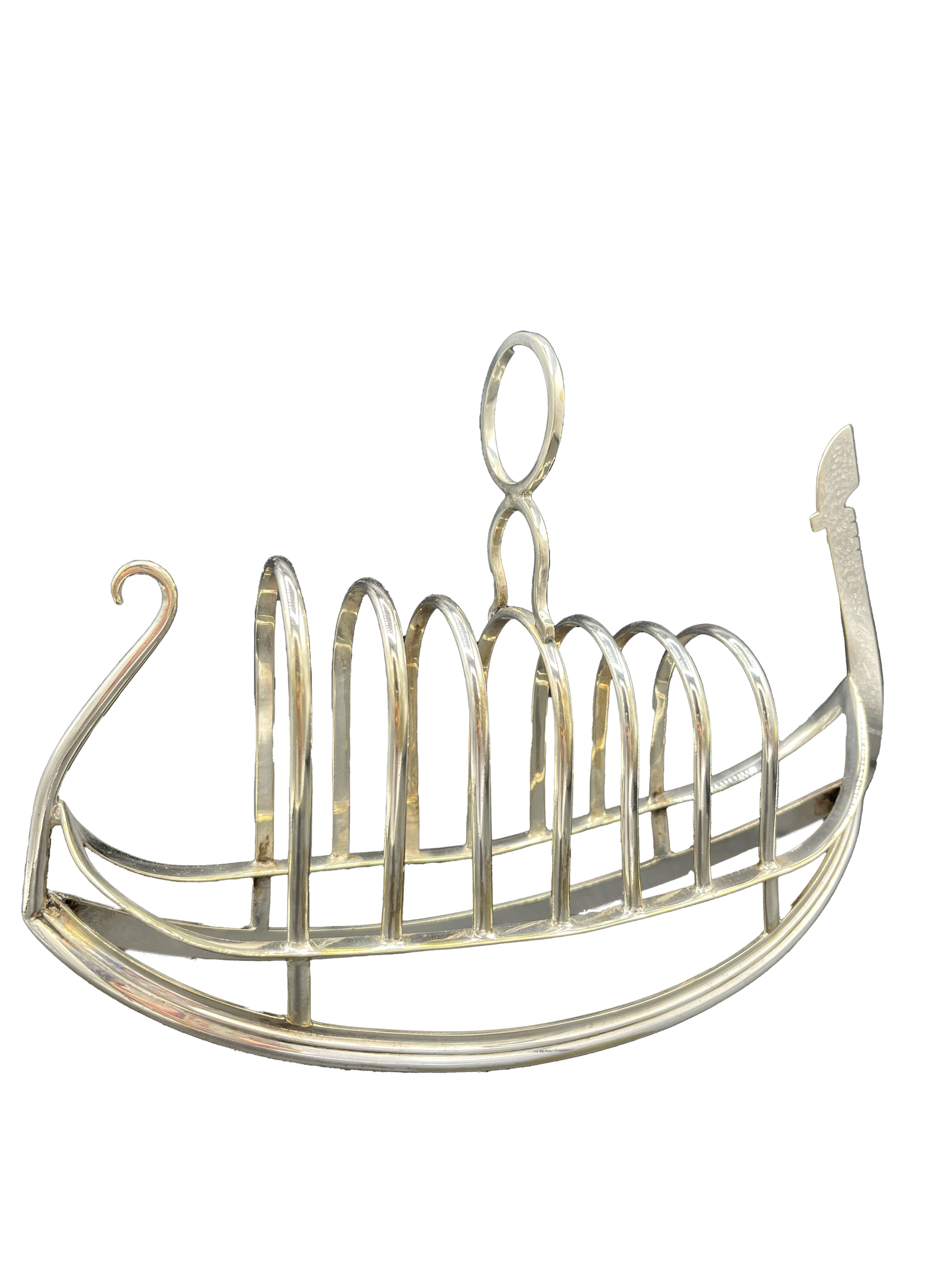 Antique Edwardian Silver Plated Gondola Toast Rack