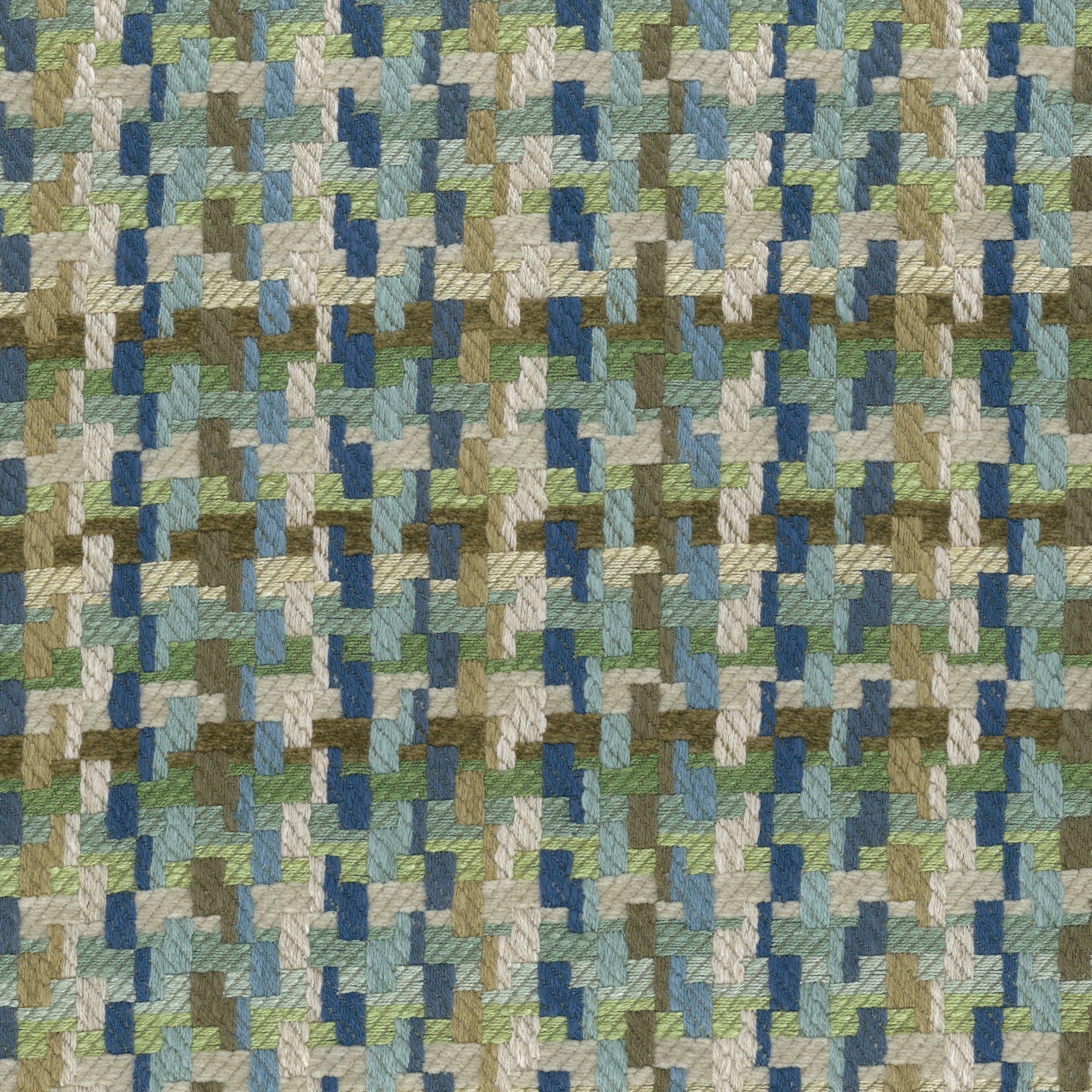 Nina Campbell Dallimore Weaves Hadlow Fabric Blue/Green/Bronze close-up