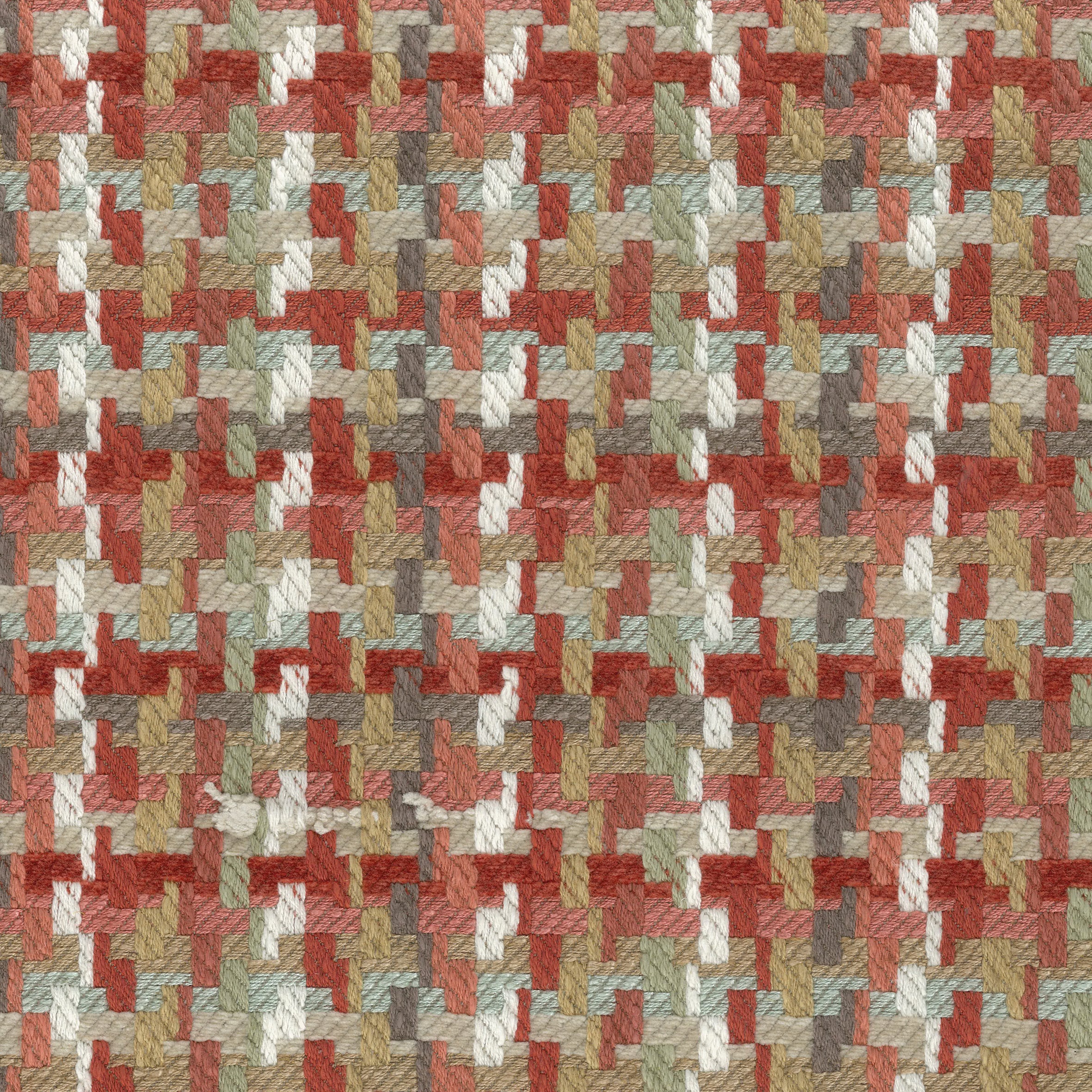 Nina Campbell Fabric - Dallimore Weaves Hadlow Coral/Taupe/Duck Egg NCF4521-02