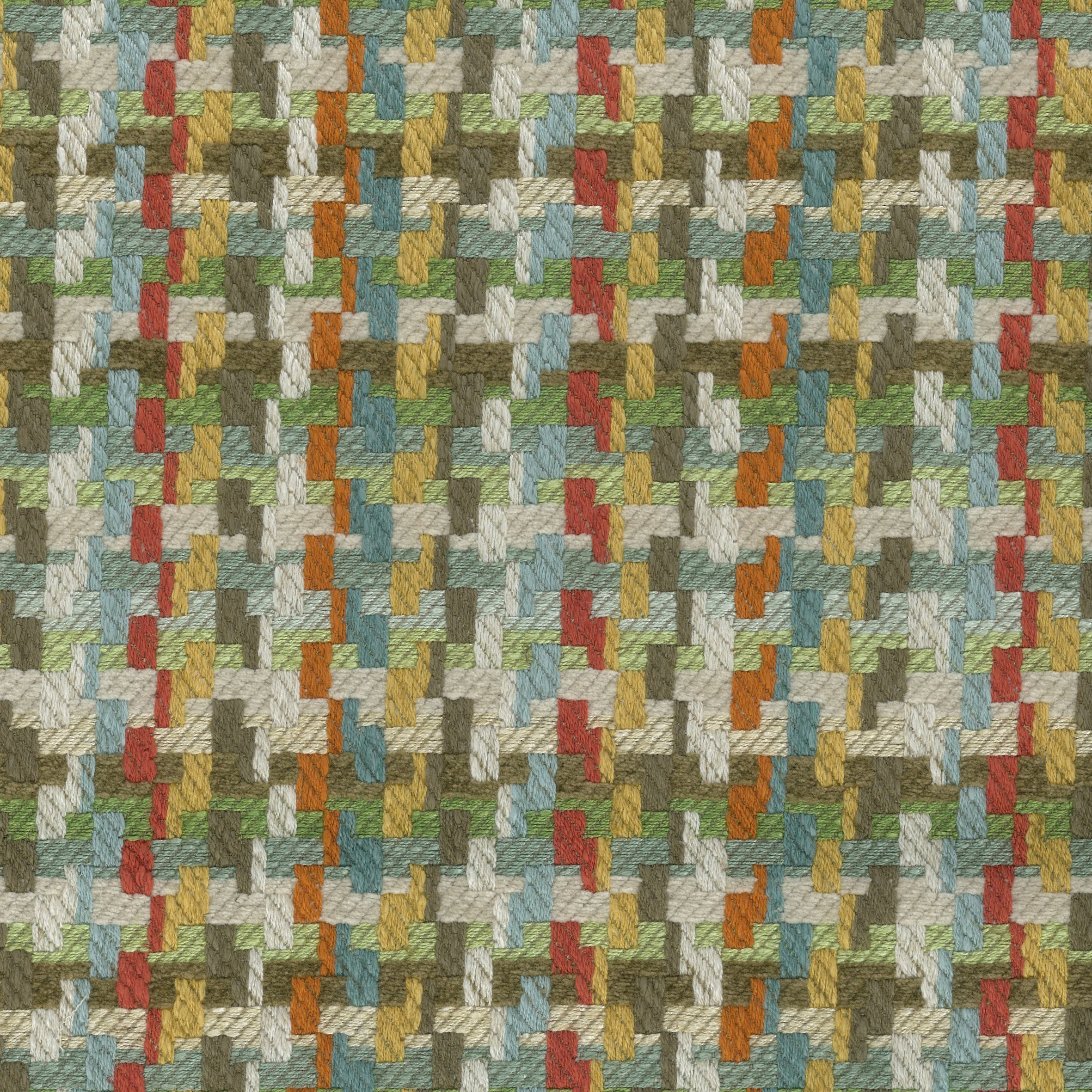 Nina Campbell Fabric - Dallimore Weaves Hadlow Turquoise/Tangerine/Taupe