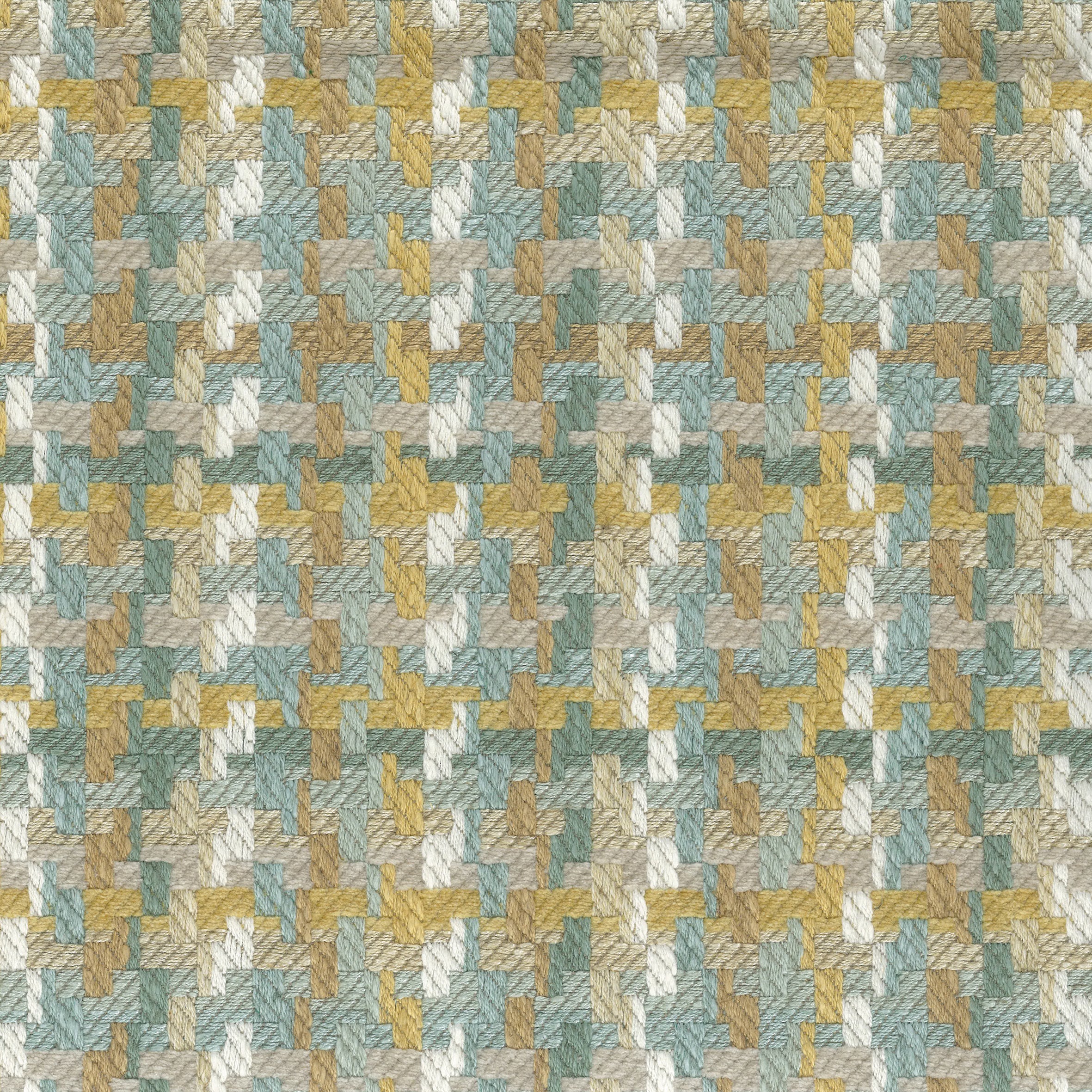 Nina Campbell Fabric - Dallimore Weaves Hadlow Aqua/Ochre/Ivory