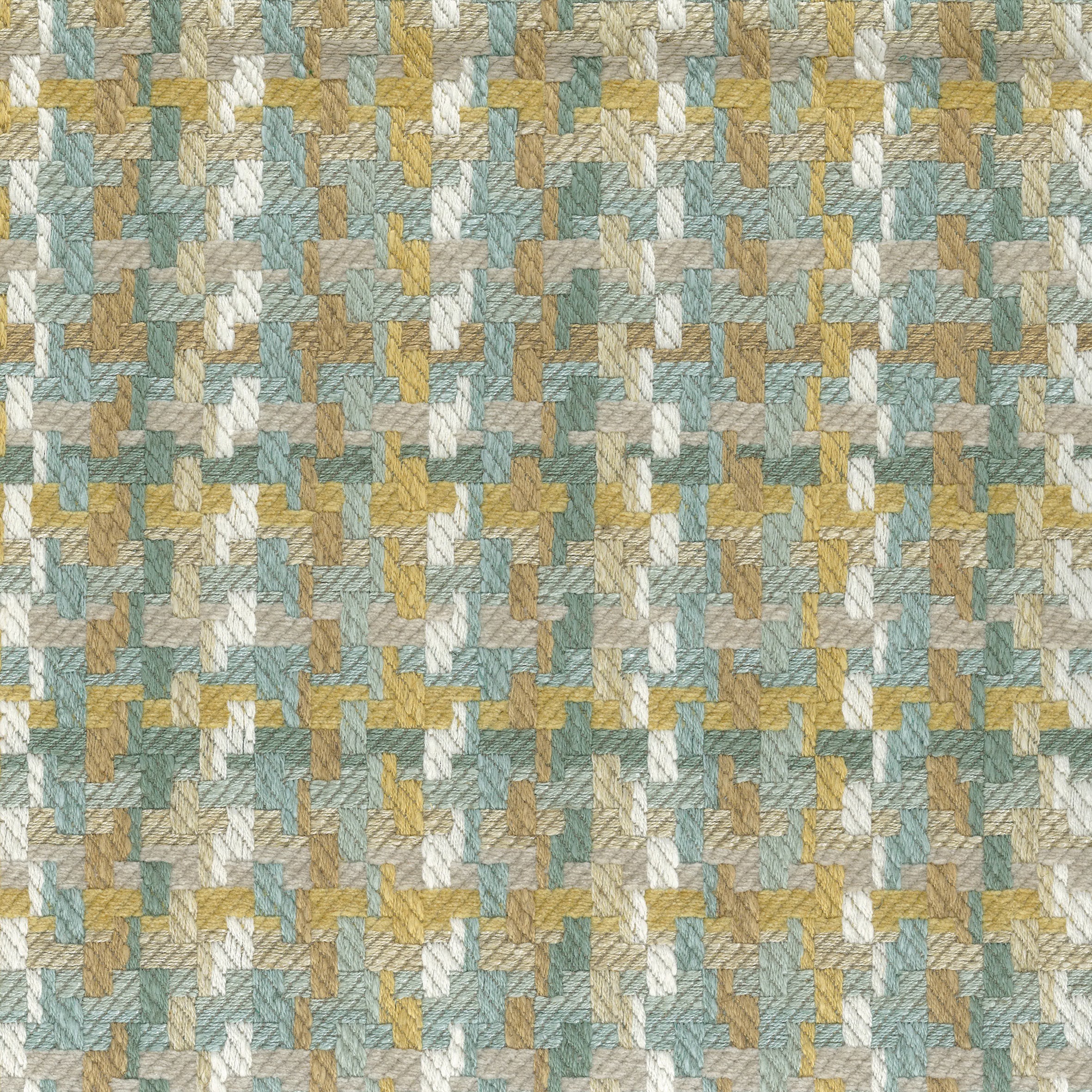 Nina Campbell Fabric - Dallimore Weaves Hadlow Aqua/Ochre/Ivory NCF4521-04