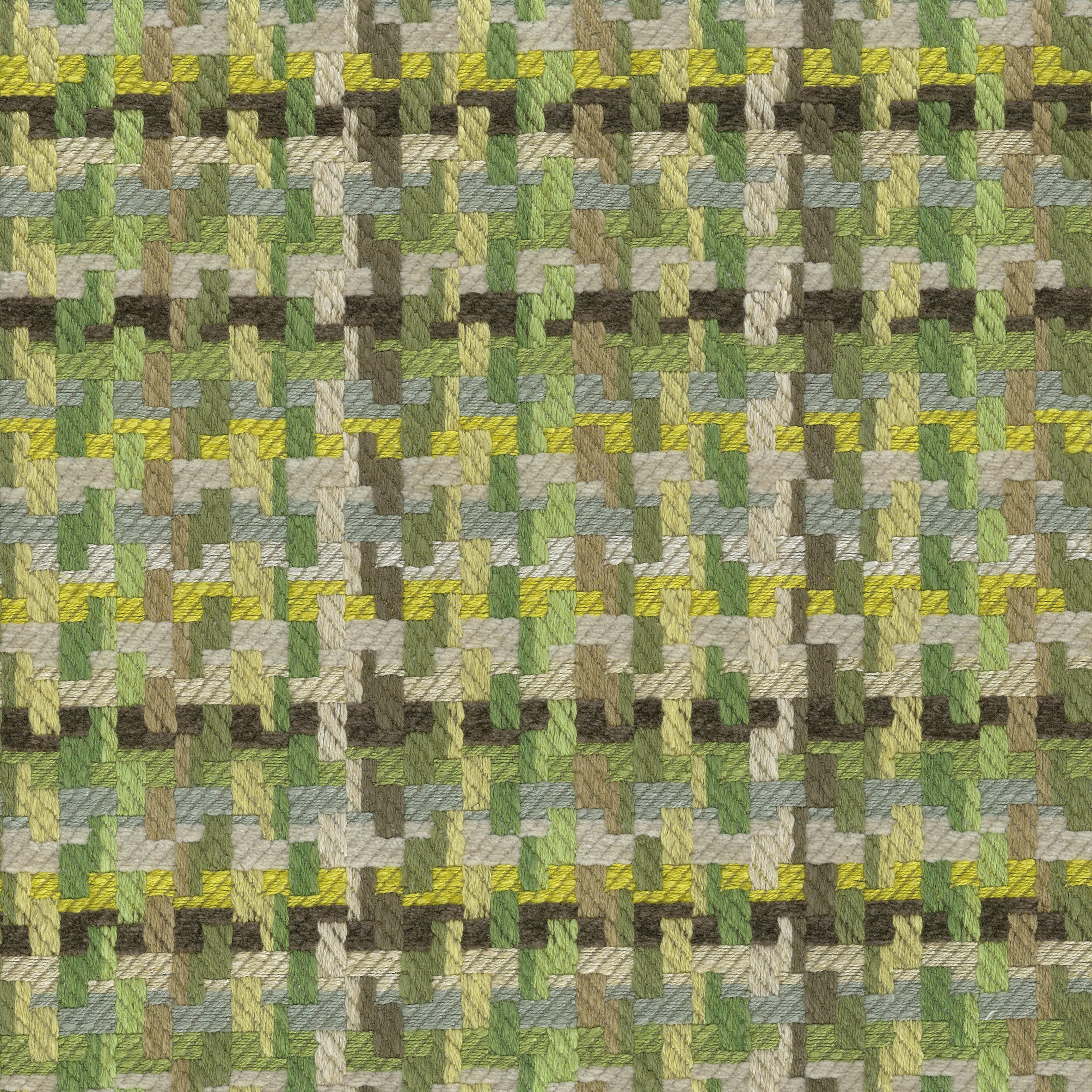 Nina Campbell Fabric - Dallimore Weaves Hadlow Green/Chocolate/Chartreuse NCF4521-05