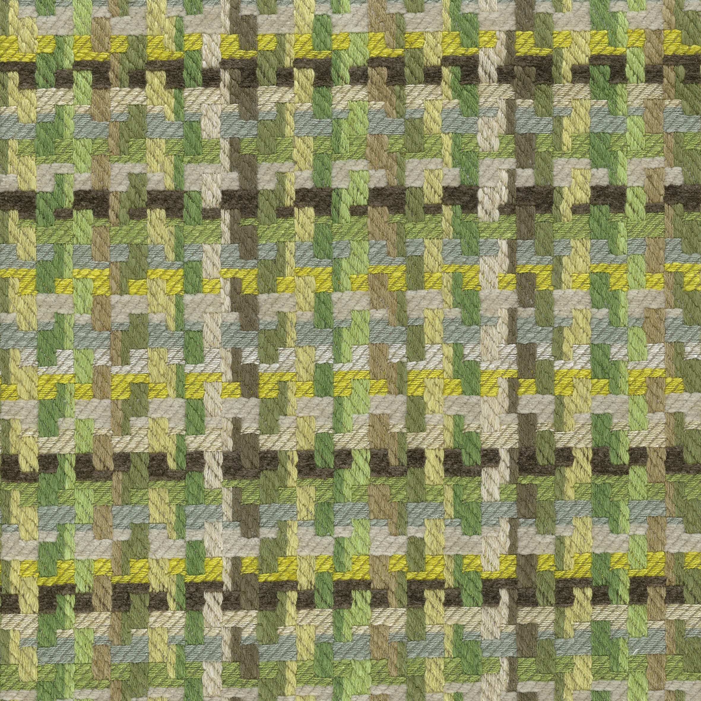 Nina Campbell Fabric - Dallimore Weaves Hadlow Green/Chocolate/Chartreuse