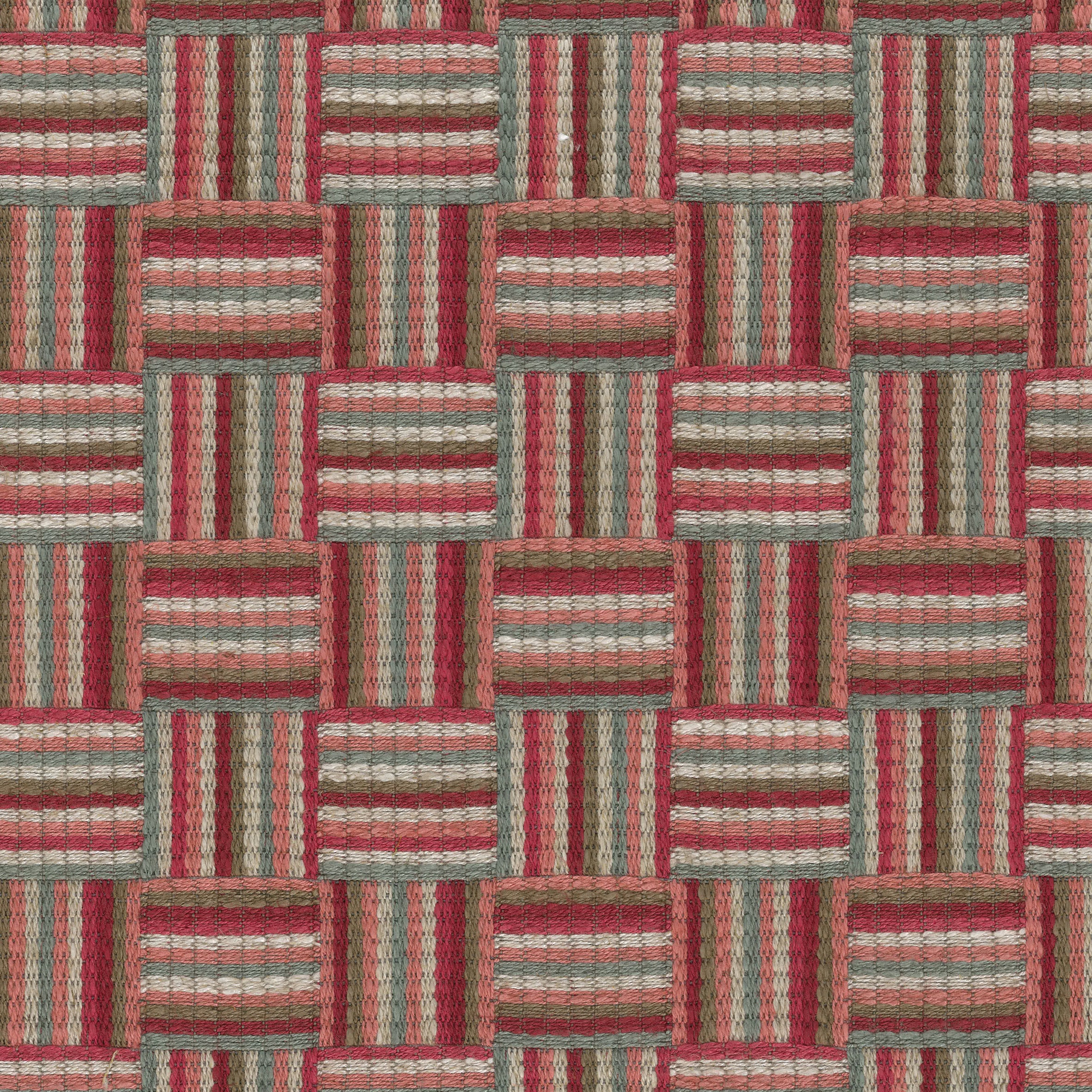 Nina Campbell Fabric Dallimore Weaves Attwood Red/Coral/Slate