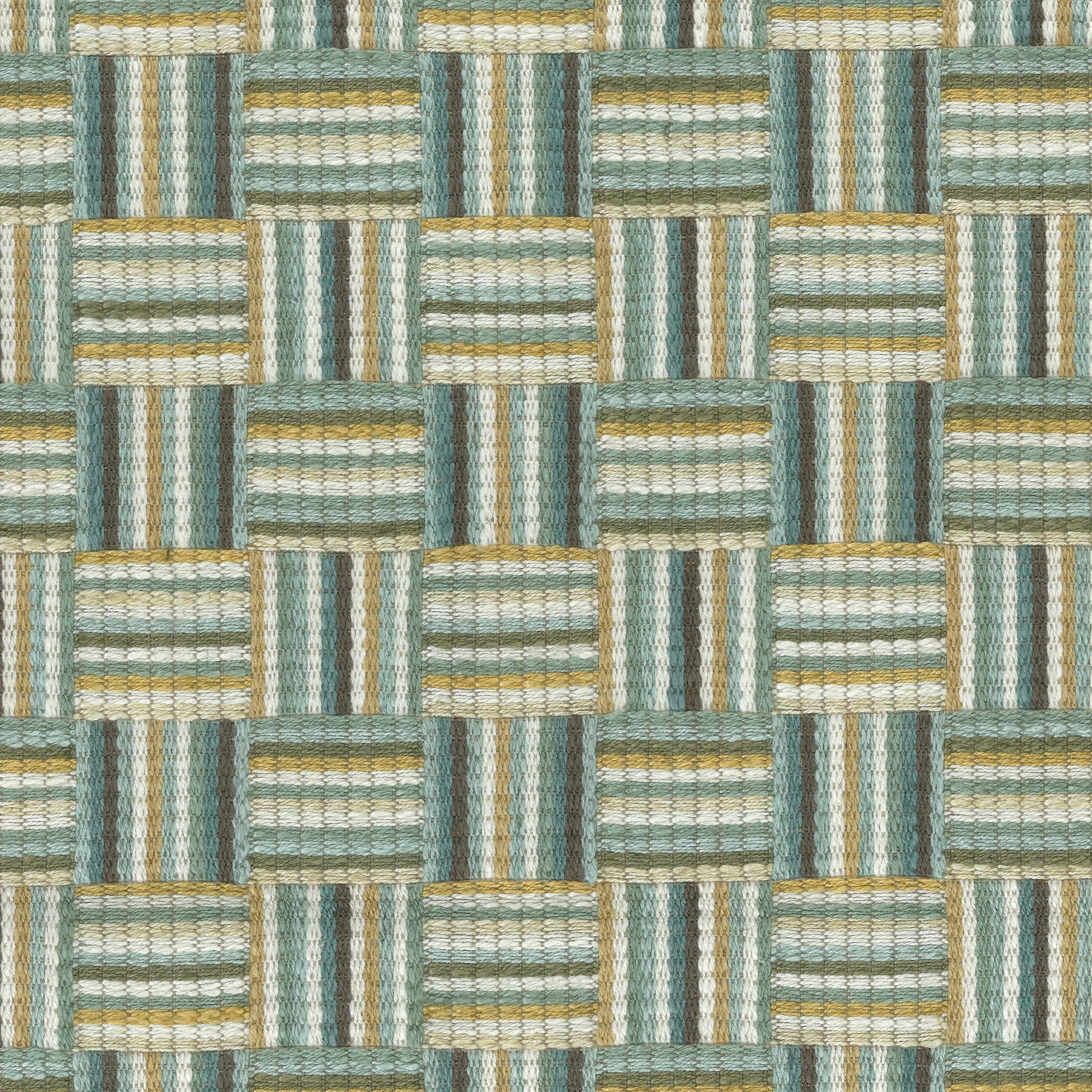 Nina Campbell fabric Dallimore Weaves Attwood Aqua/Ochre/Ivory