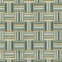 Nina Campbell fabric Dallimore Weaves Attwood Aqua/Ochre/Ivory